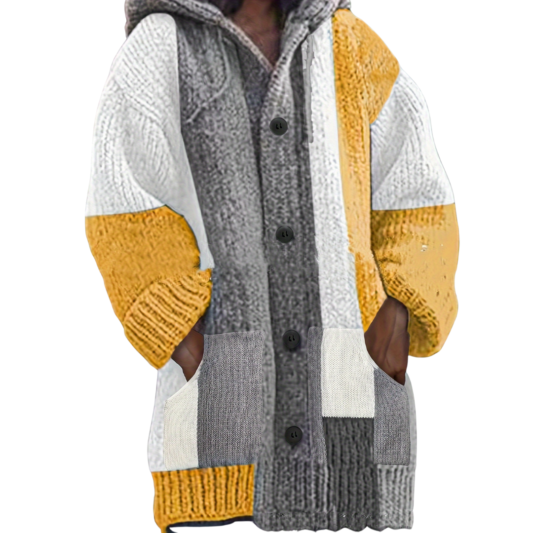 Sandra | Winter Sweater Gray/White/Yellow | FormaLuxe