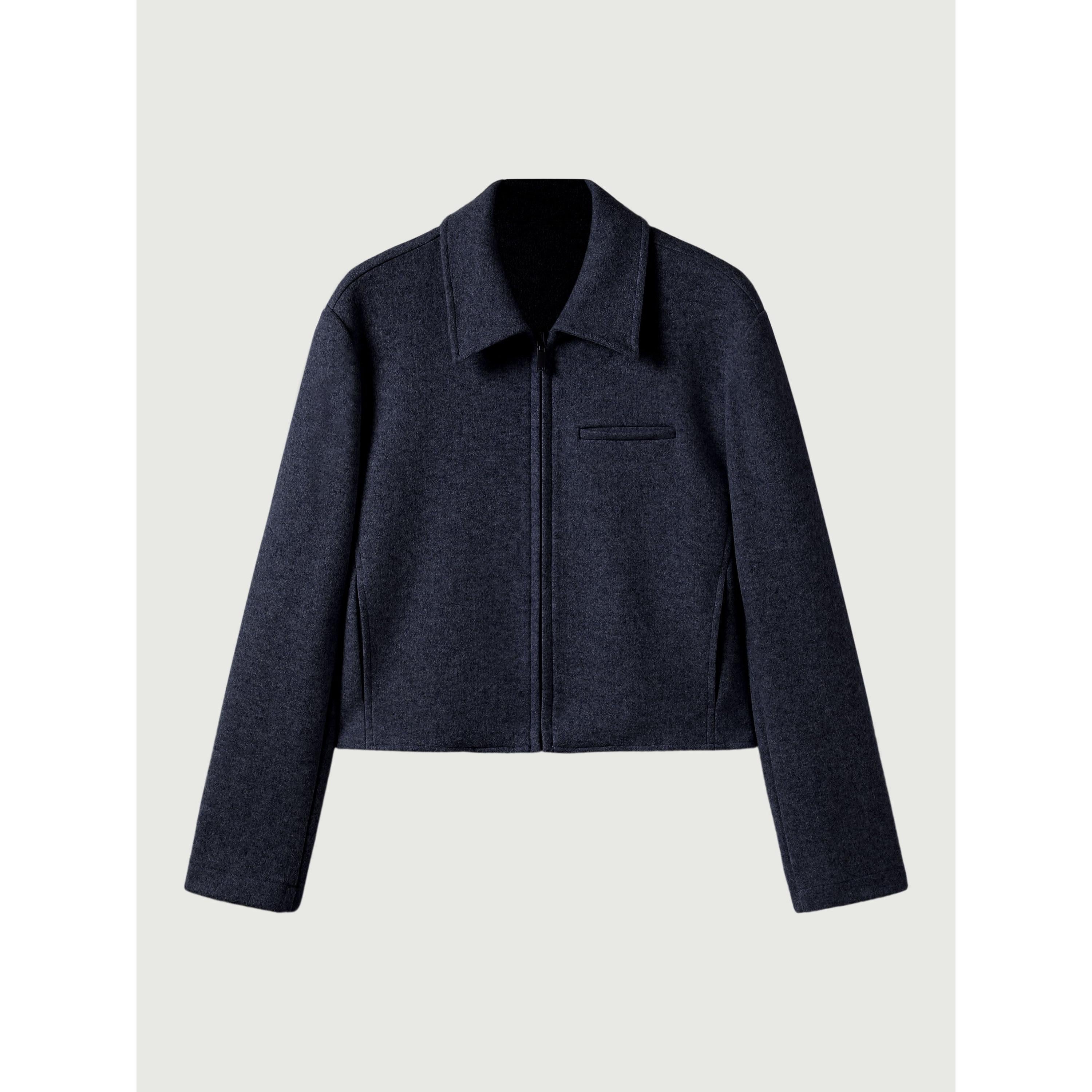 Veste courte à zip intégral façon cachemire Black Navy – Femmes > Vêtements d'extérieur > Vestes & Manteaux | FormaLuxe