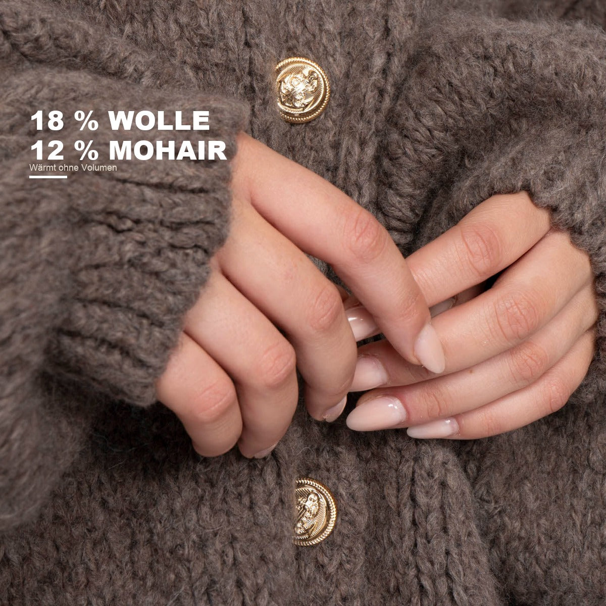 Greta – 18 % Schurwolle und 12 % Mohair, wärmt ohne Volumen