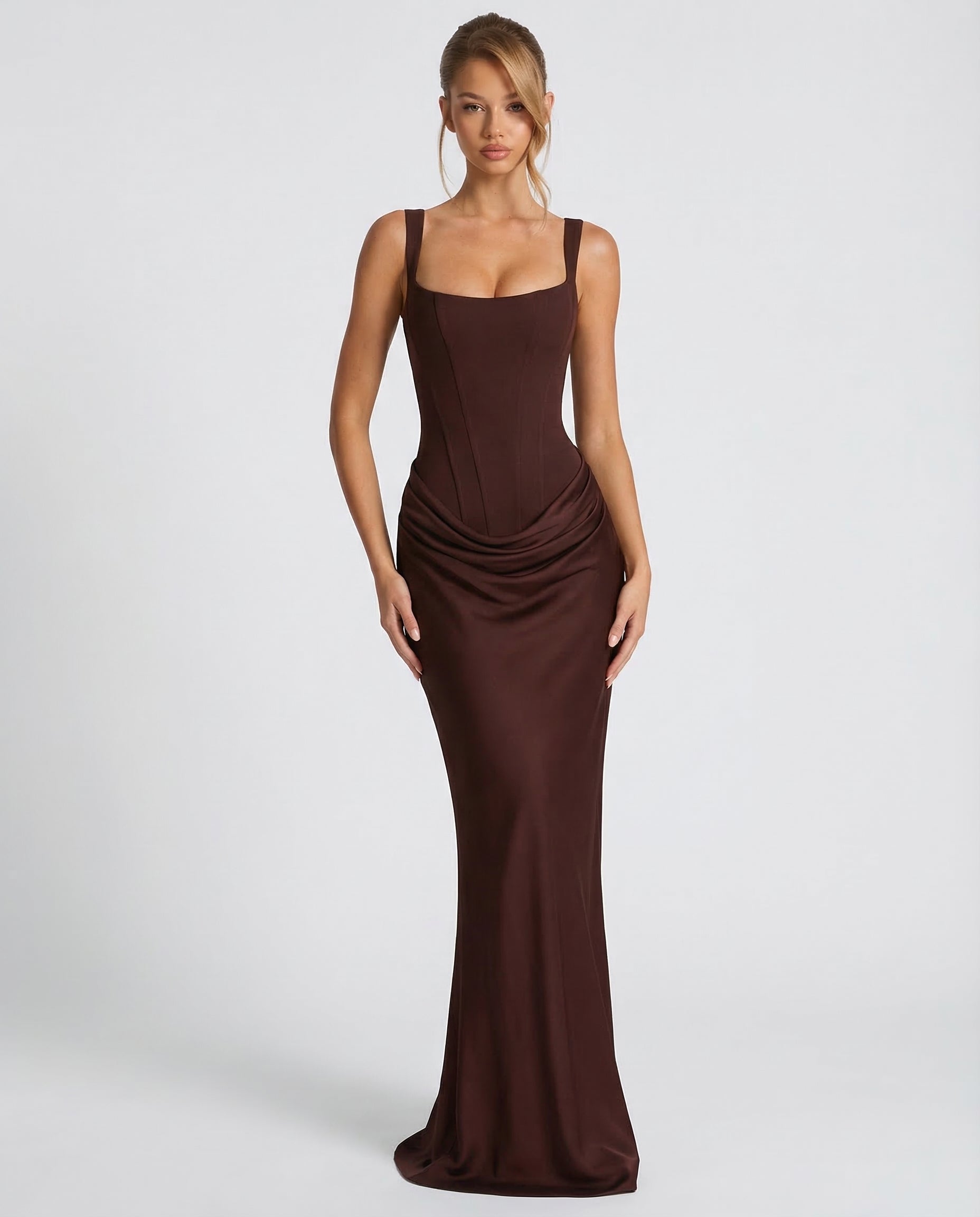 Eva Hourglass Maxi-Kleid Hellgelb | FormaLuxe