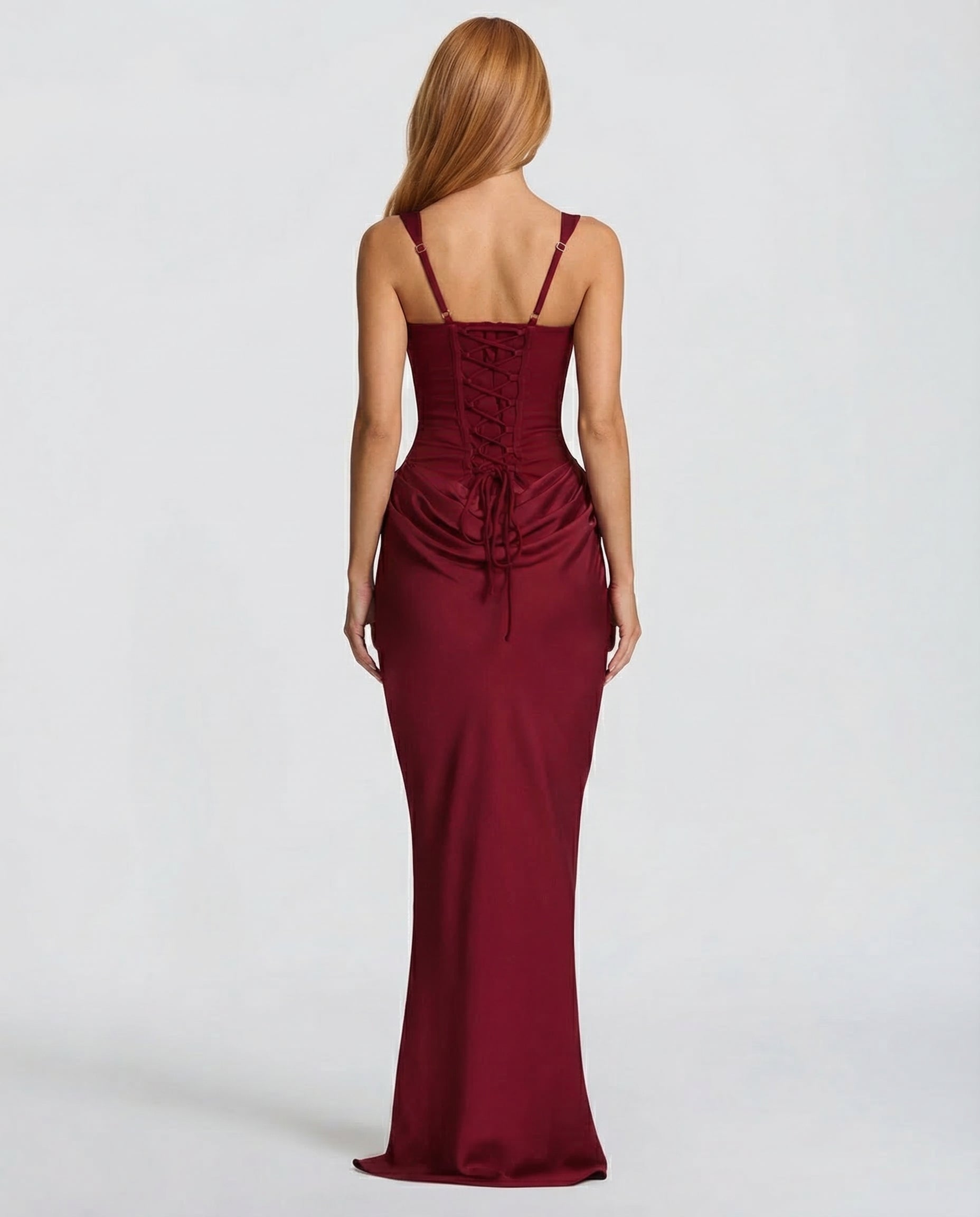 Eva Hourglass Maxi-Kleid Weinrot | FormaLuxe
