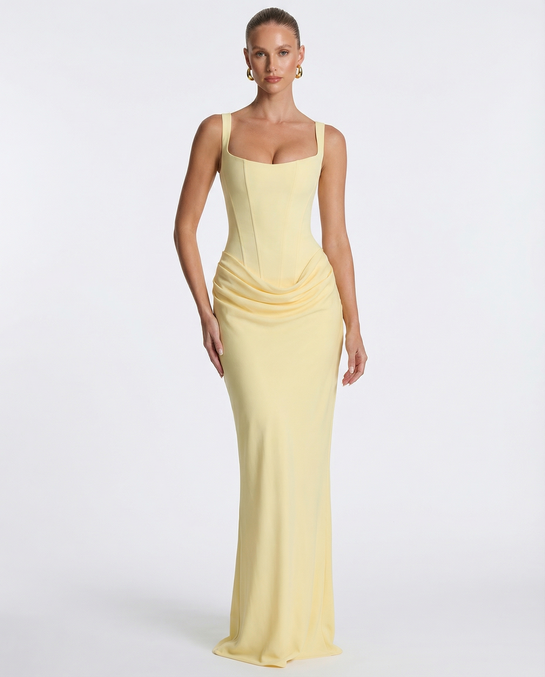 Eva Hourglass Maxi-Kleid Hellgelb | FormaLuxe