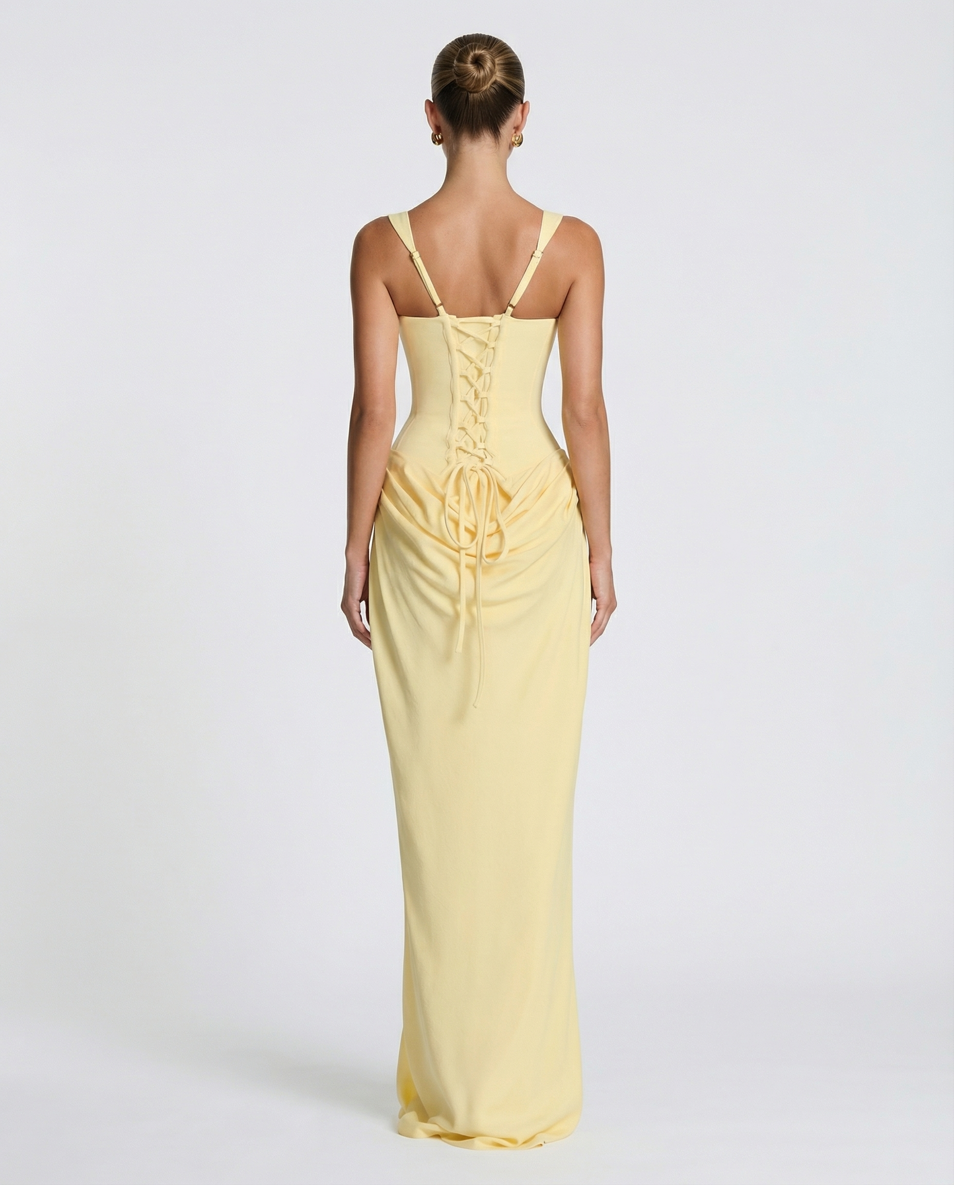 Eva Hourglass Maxi-Kleid Hellgelb | FormaLuxe