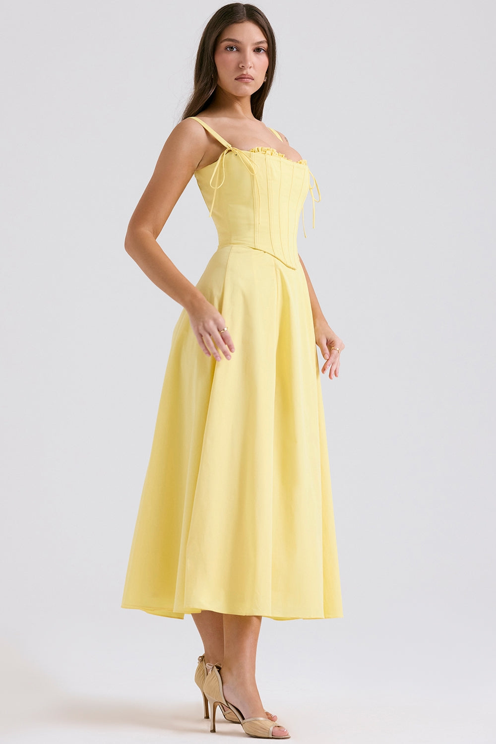 Clarabelle Midikleid Gelb – Core Gown Length Dress | FormaLuxe