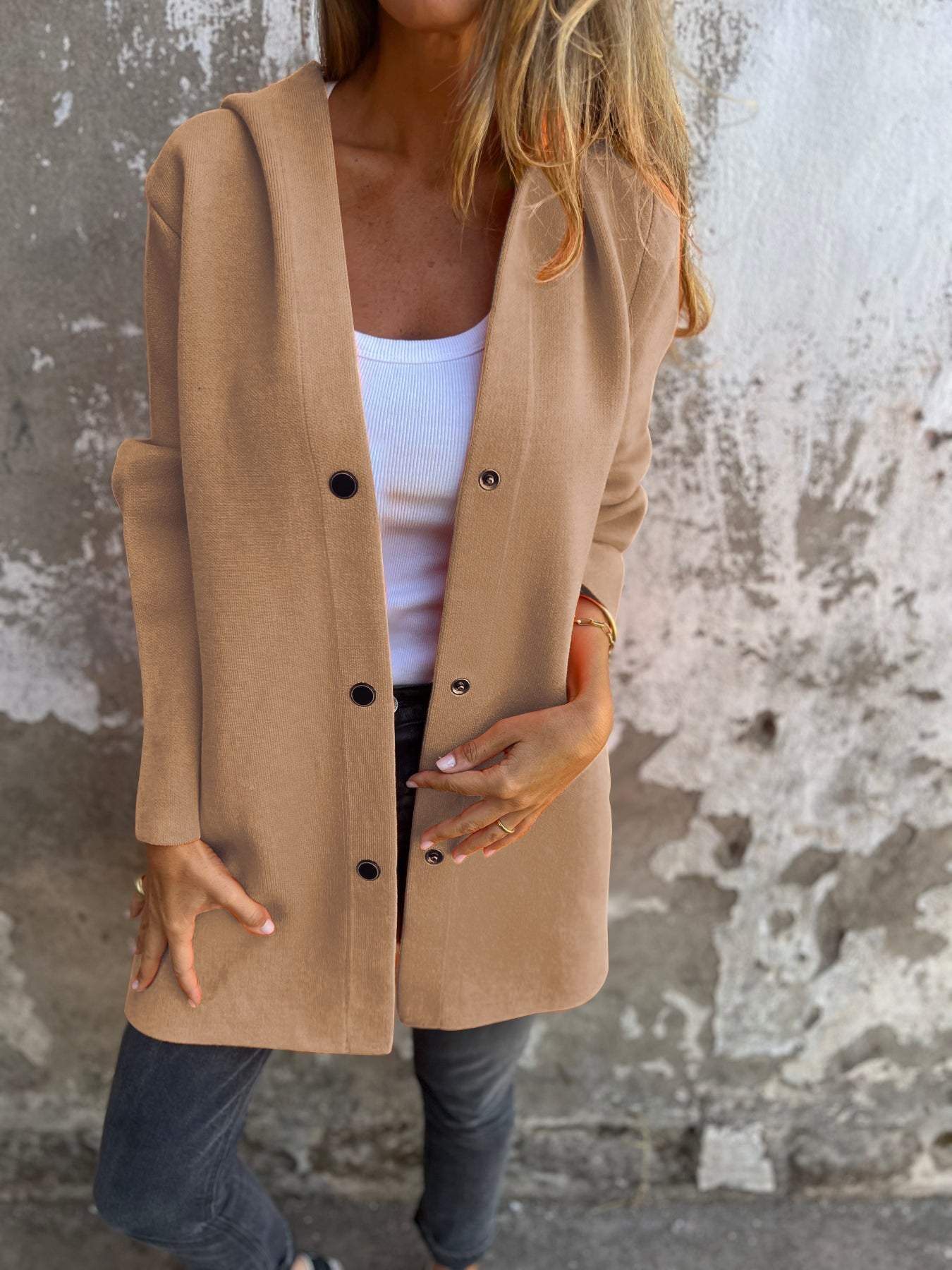 Jacqueline | Lässige Hoodie-Jacke mit Knöpfen Grau | FormaLuxe
