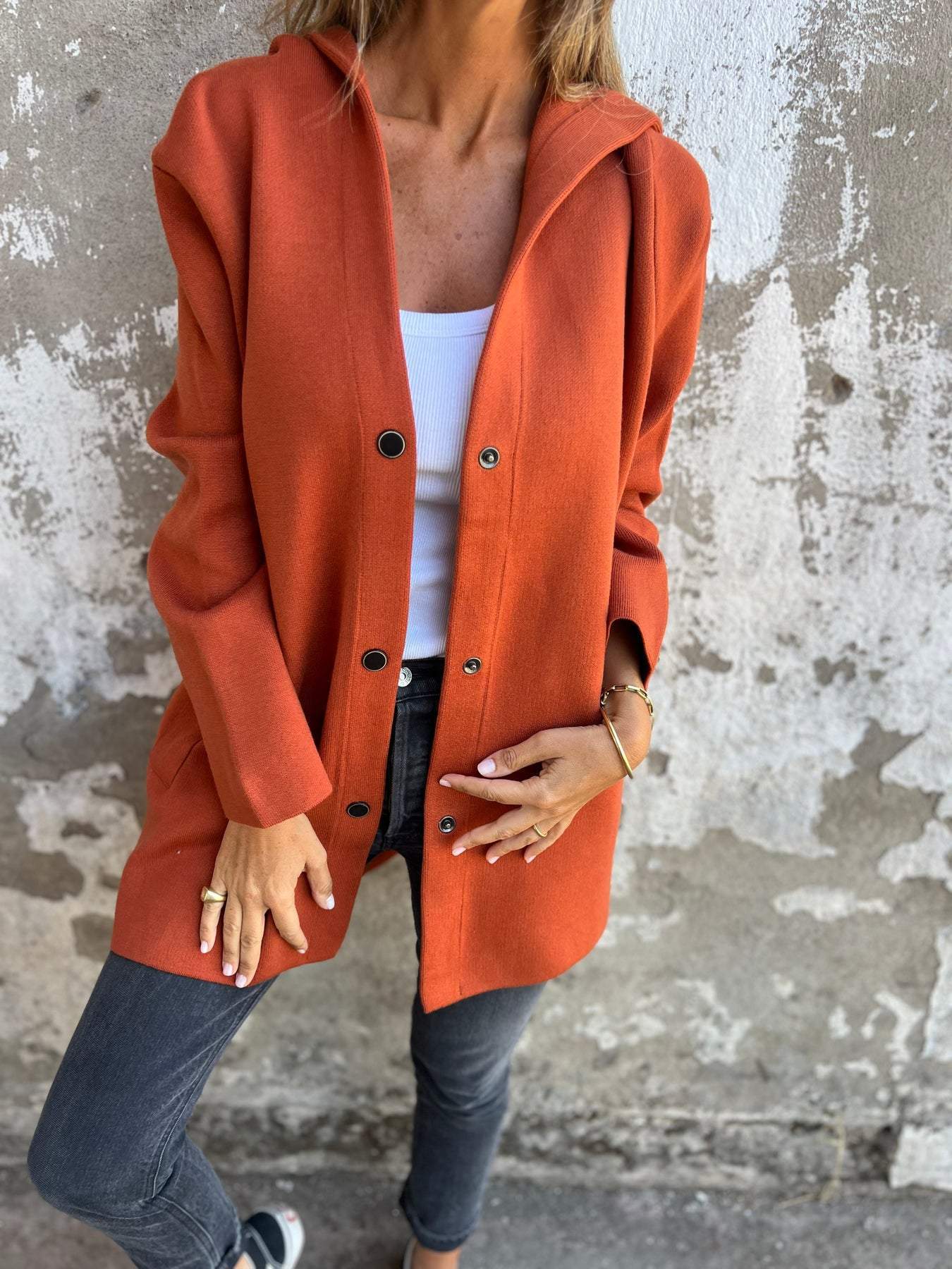 Jacqueline | Lässige Hoodie-Jacke mit Knöpfen Grau | FormaLuxe