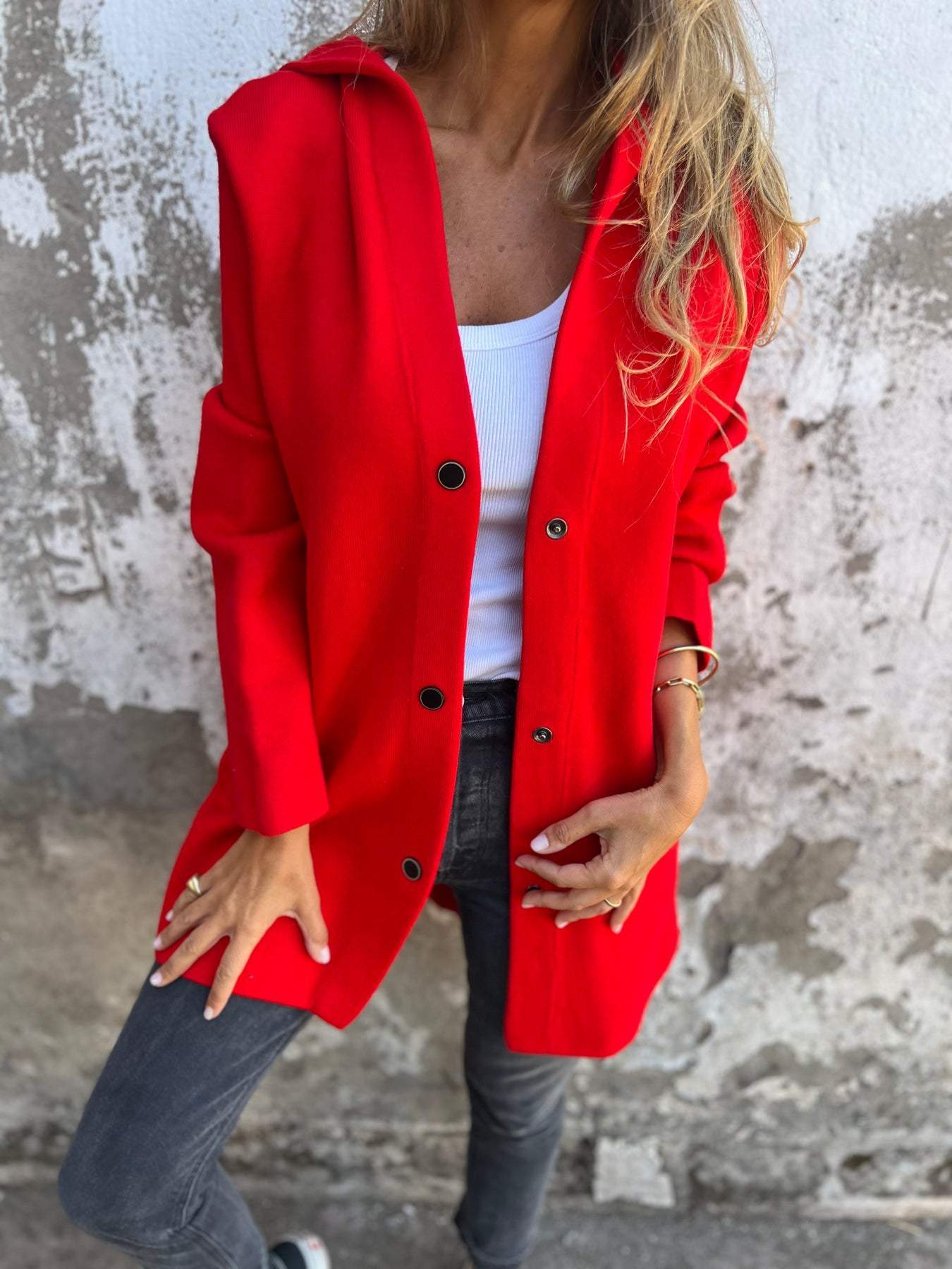 Jacqueline | Lässige Hoodie-Jacke mit Knöpfen Grau | FormaLuxe