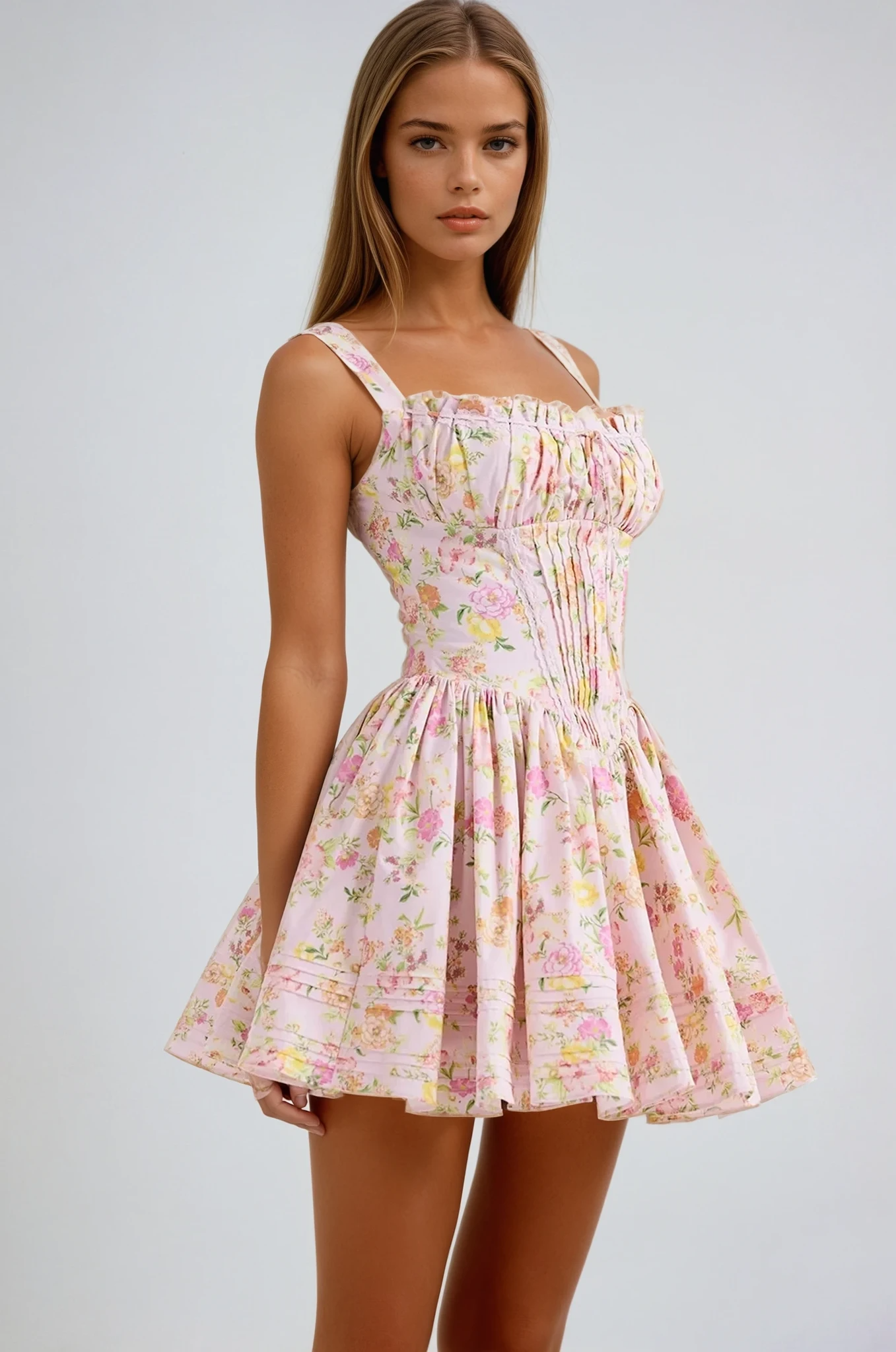 Lynn | Mini Dress with Floral Corset