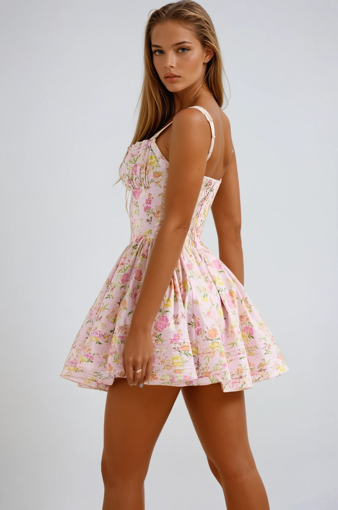 Lynn | Mini Dress with Floral Corset