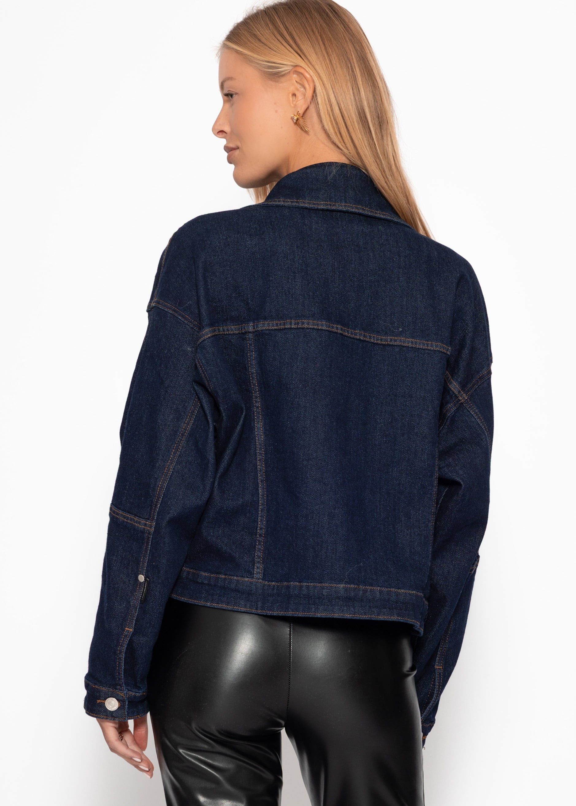 Jeans Jacke mit aufgesetzten Taschen - dunkelblau – Bekleidung > Jacken | FormaLuxe