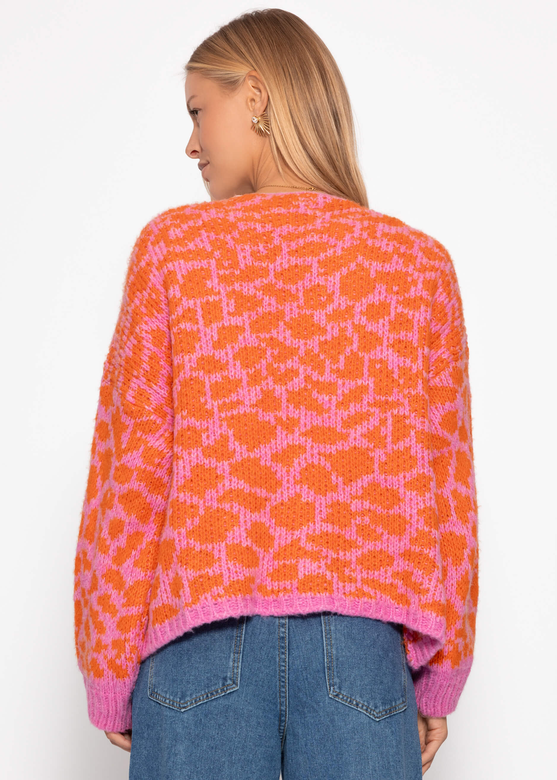 Kurzer Cardigan mit Leo-Print - pink-orange – Bekleidung > Cardigans > Leo | FormaLuxe