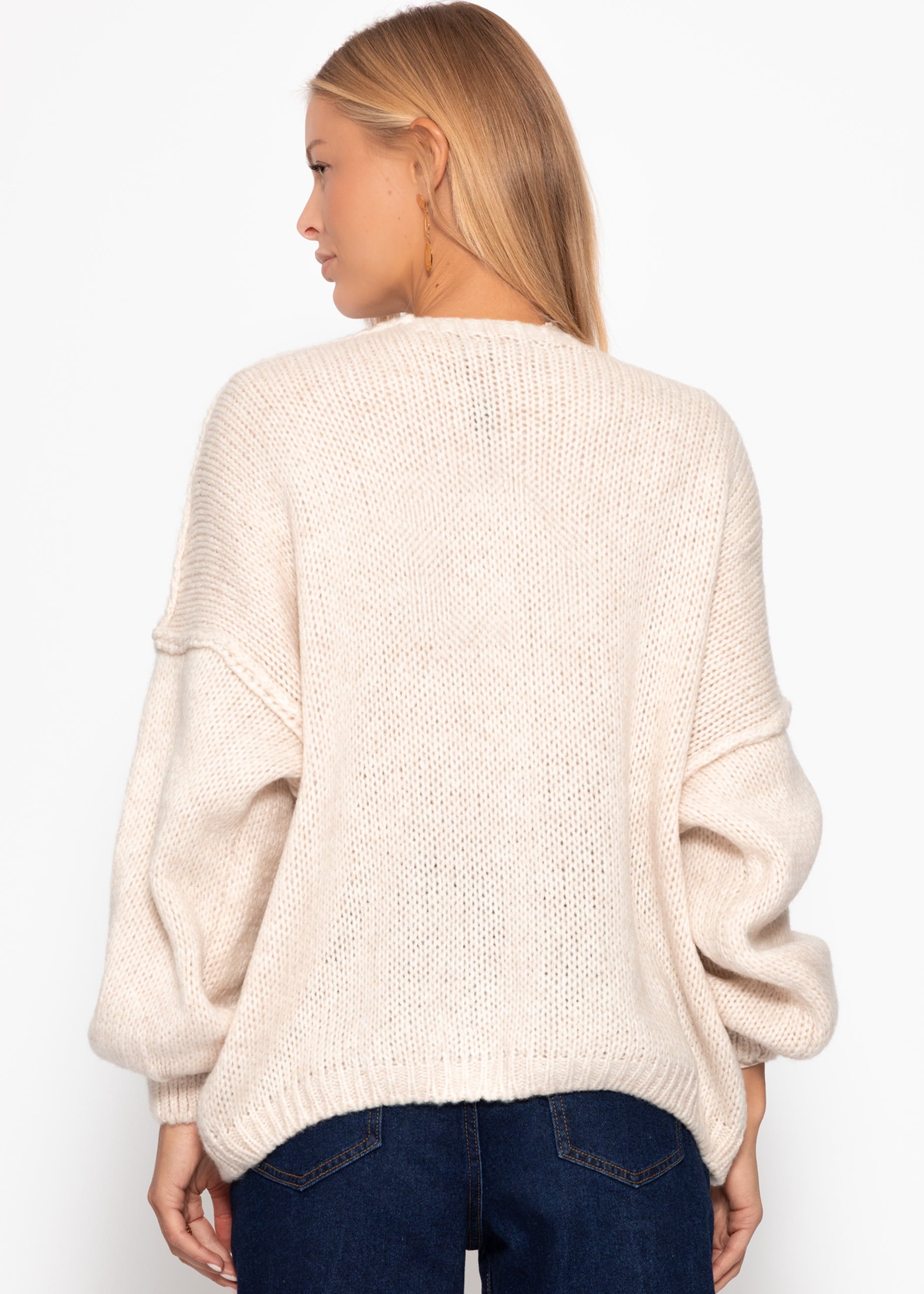 Lässiger Cardigan mit Außennähten - beige – Bekleidung > Cardigans | FormaLuxe