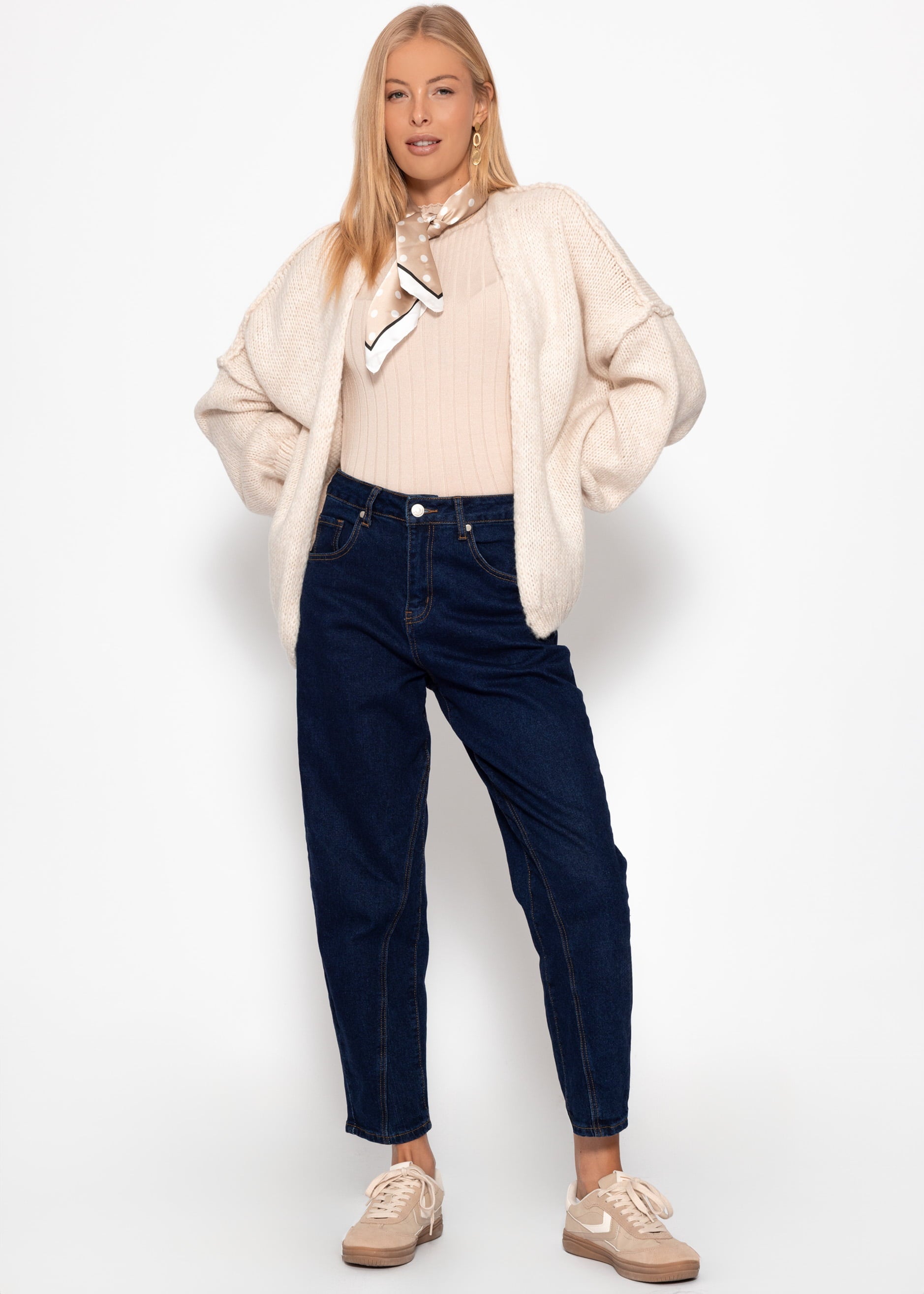 Lässiger Cardigan mit Außennähten - beige – Bekleidung > Cardigans | FormaLuxe