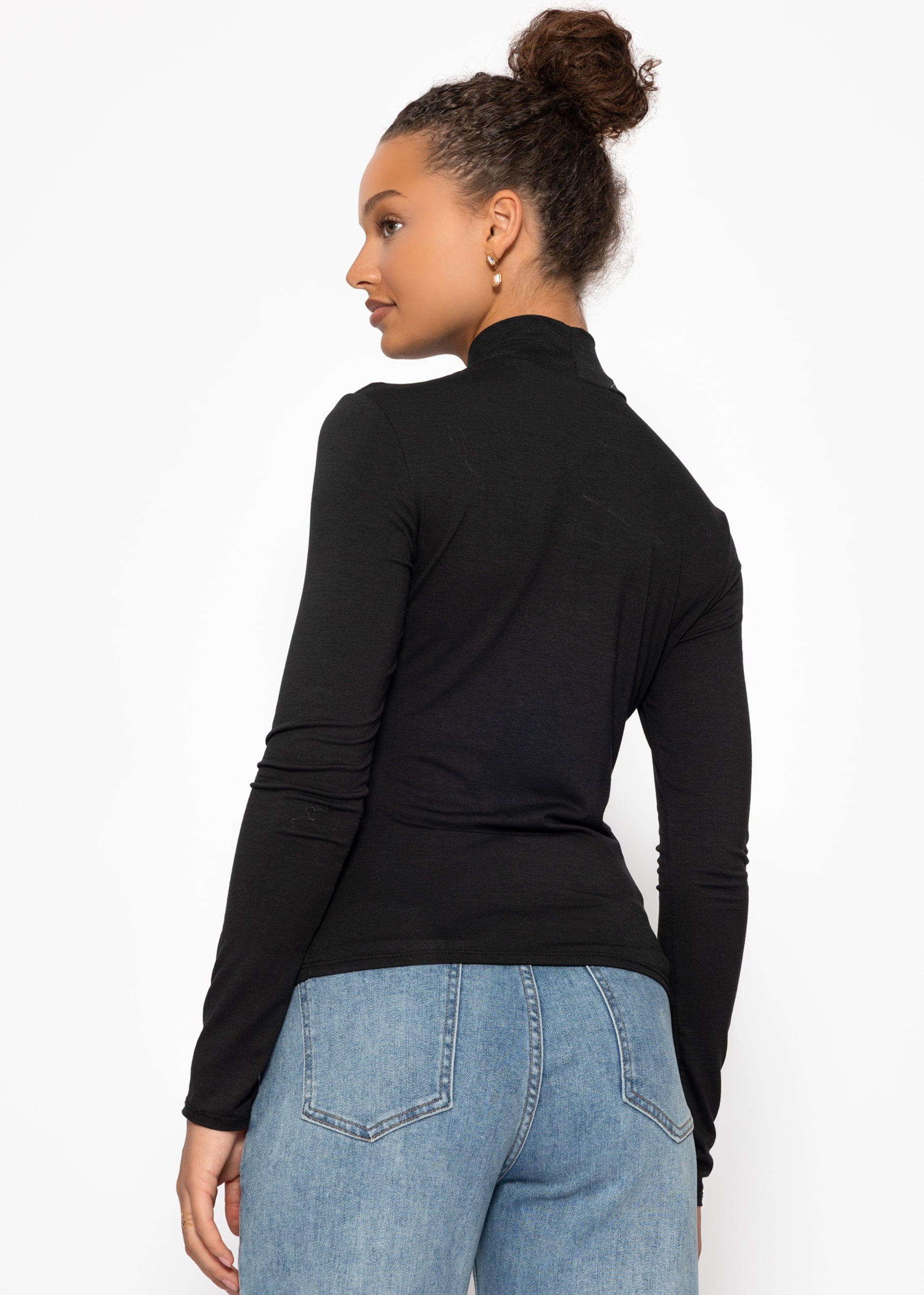 Langarm Shirt mit Rollkragen - schwarz – Bekleidung > Langarmshirts | FormaLuxe