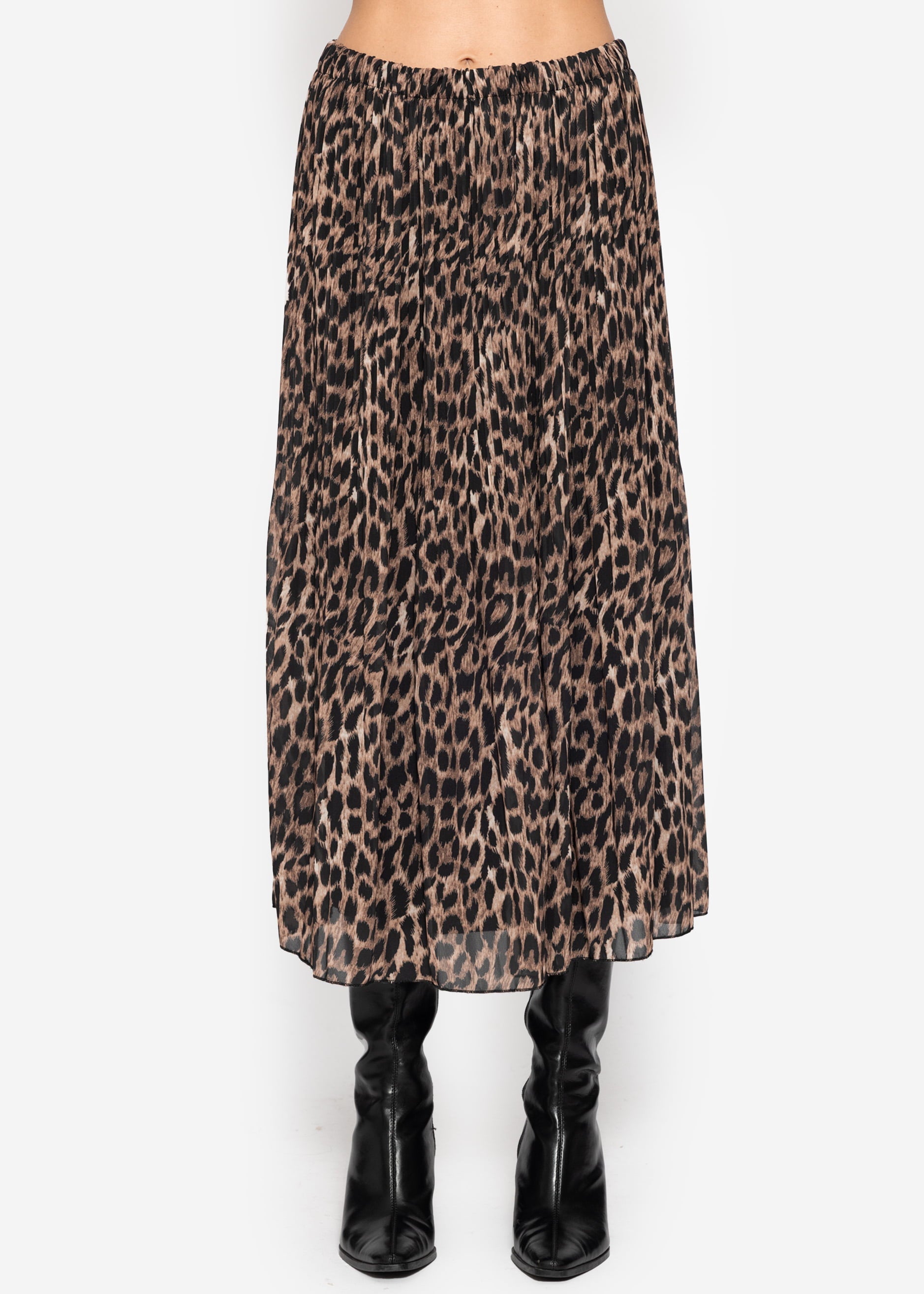 Langer Plissée-Rock aus Chiffon mit Leo-Print - braun – Bekleidung > Röcke | FormaLuxe