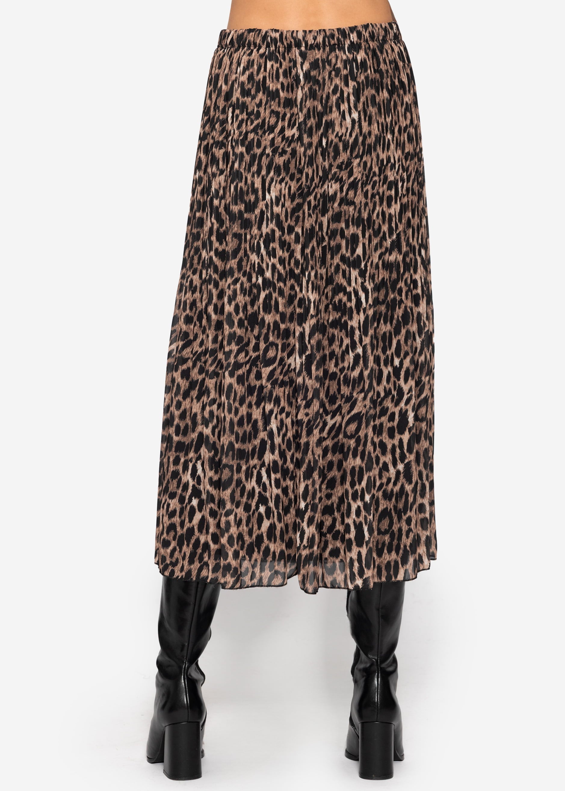 Langer Plissée-Rock aus Chiffon mit Leo-Print - braun – Bekleidung > Röcke | FormaLuxe