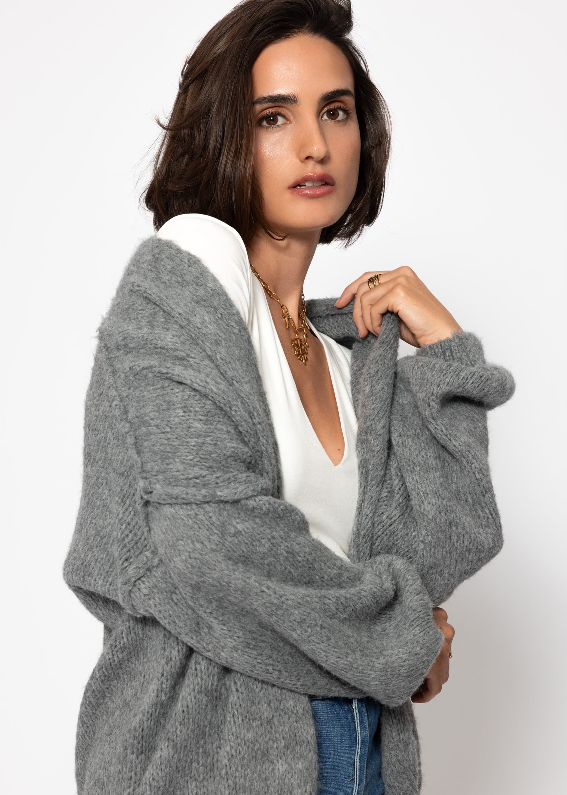 Lässiger Cardigan mit Außennähten - dunkelgrau – Bekleidung > Cardigans | FormaLuxe