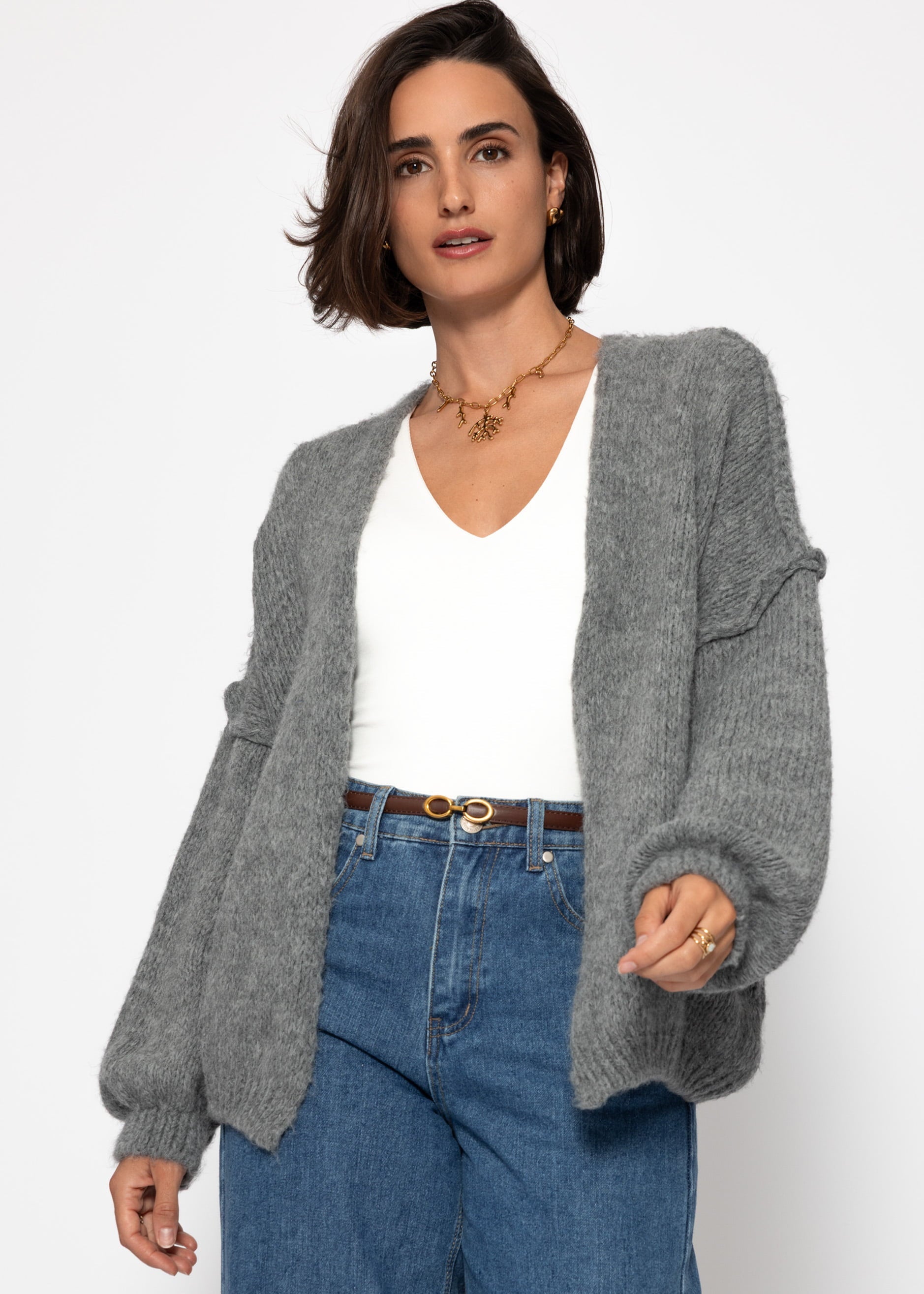 Lässiger Cardigan mit Außennähten - dunkelgrau – Bekleidung > Cardigans | FormaLuxe