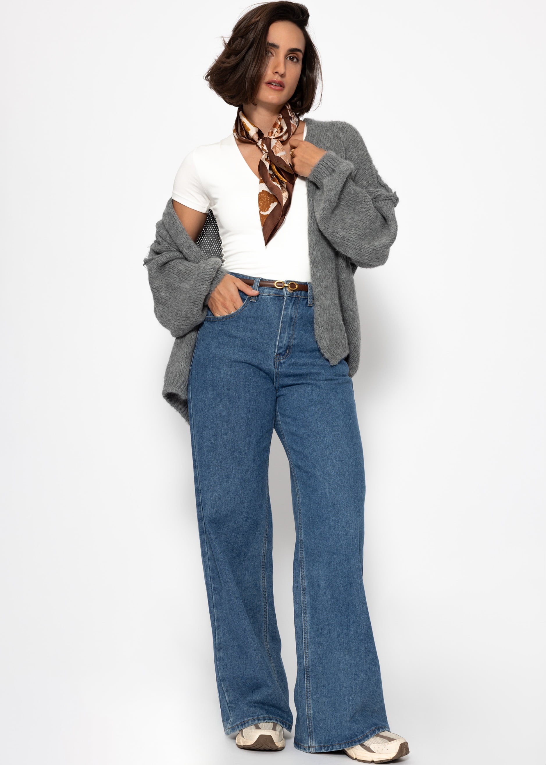Lässiger Cardigan mit Außennähten - dunkelgrau – Bekleidung > Cardigans | FormaLuxe