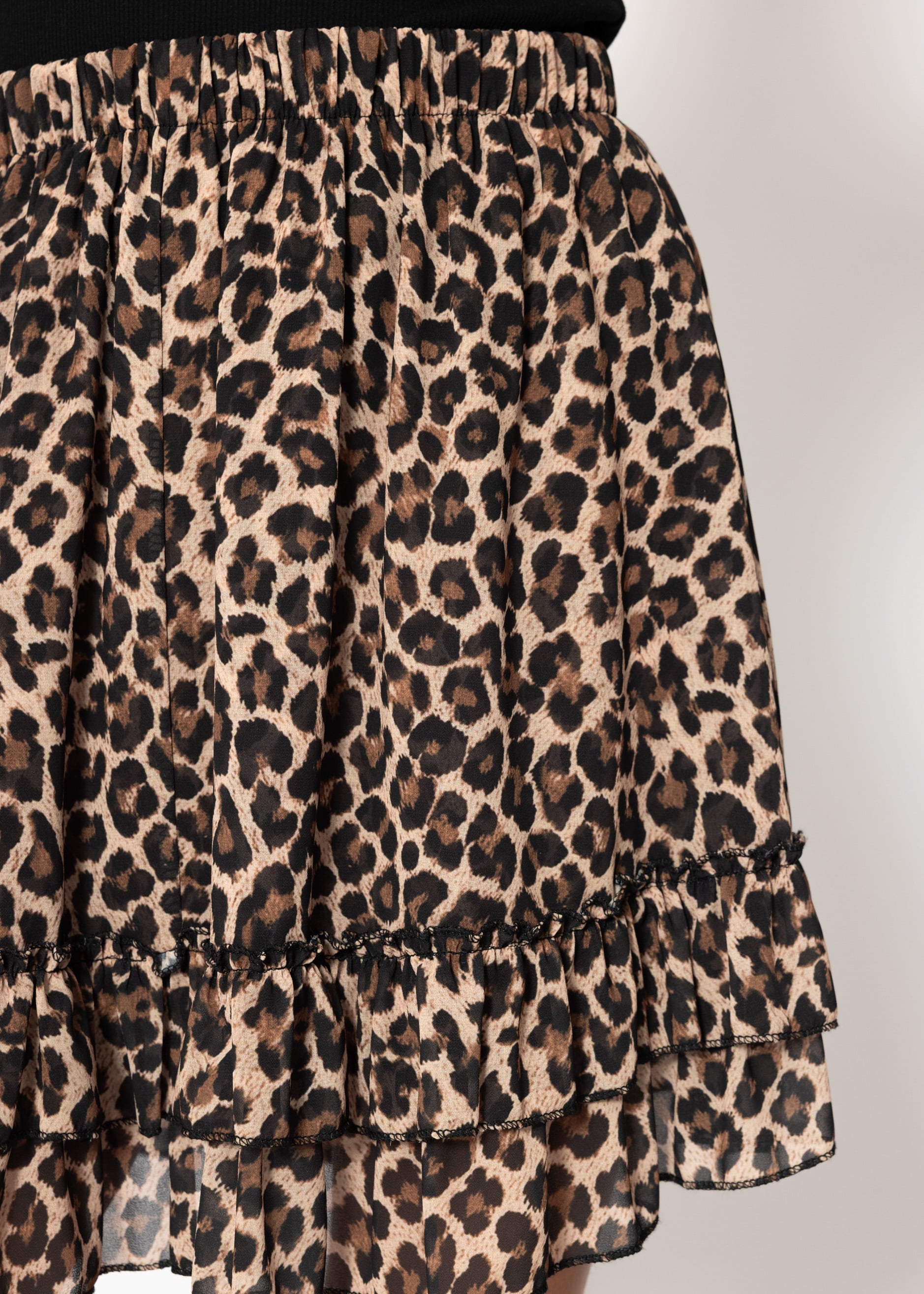 Kurzer Volant-Rock im Leo-Print - braun-beige – Bekleidung > Röcke | FormaLuxe