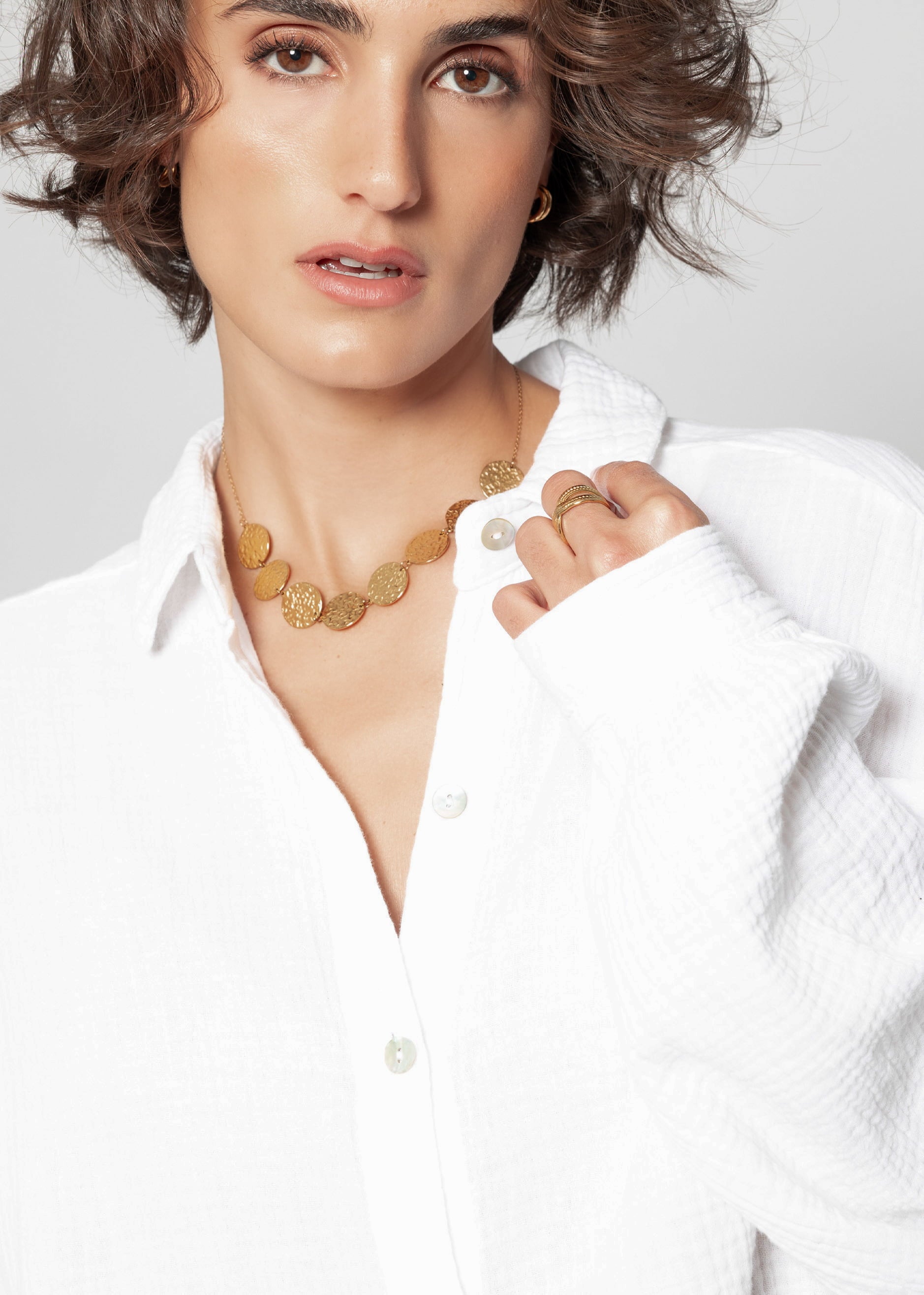 Musselin Bluse oversize, kurz, weiß – Bekleidung > Blusen > Musselin > Oversize | FormaLuxe