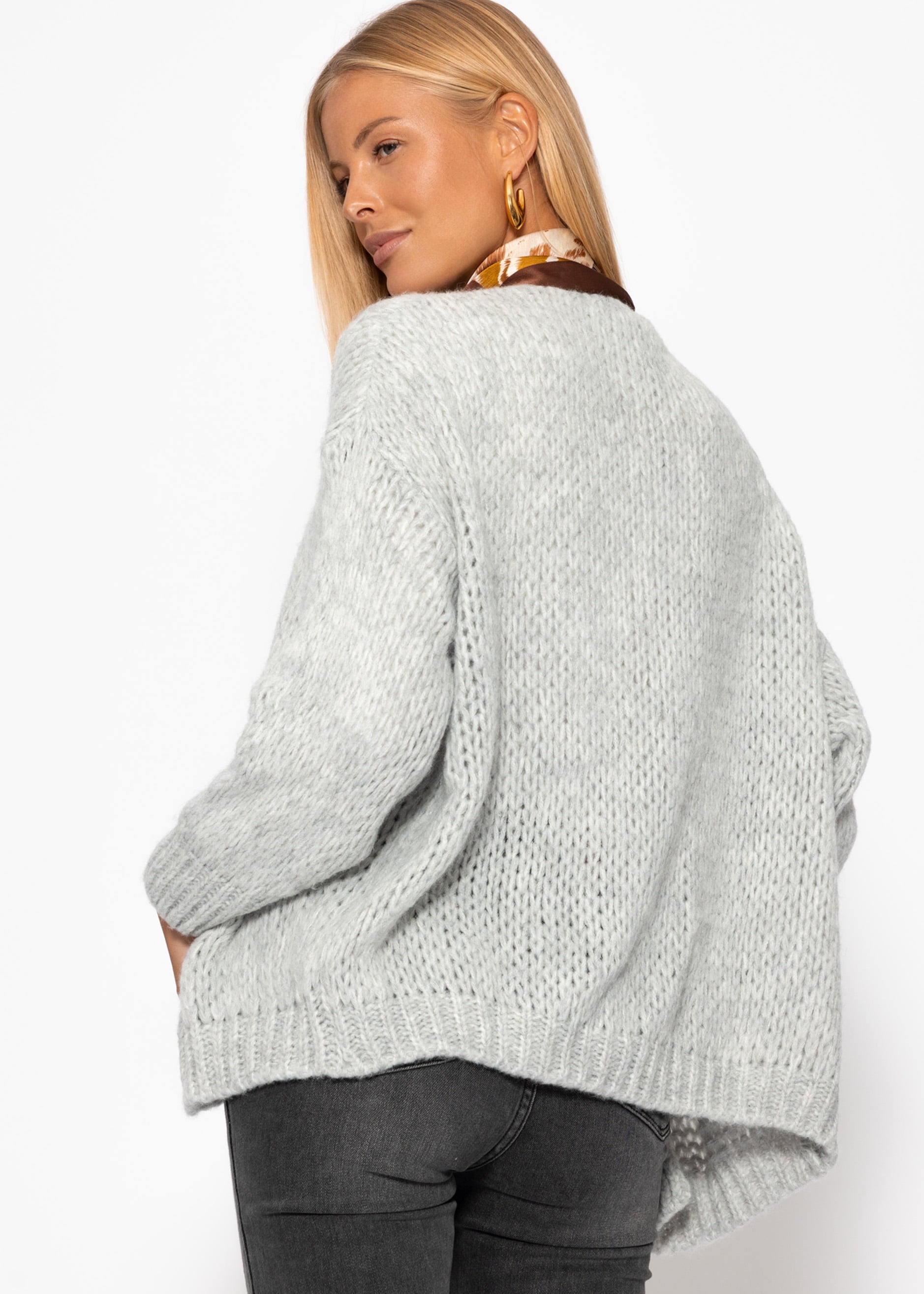 Oversize Cardigan - hellgrau – Bekleidung > Cardigans | FormaLuxe
