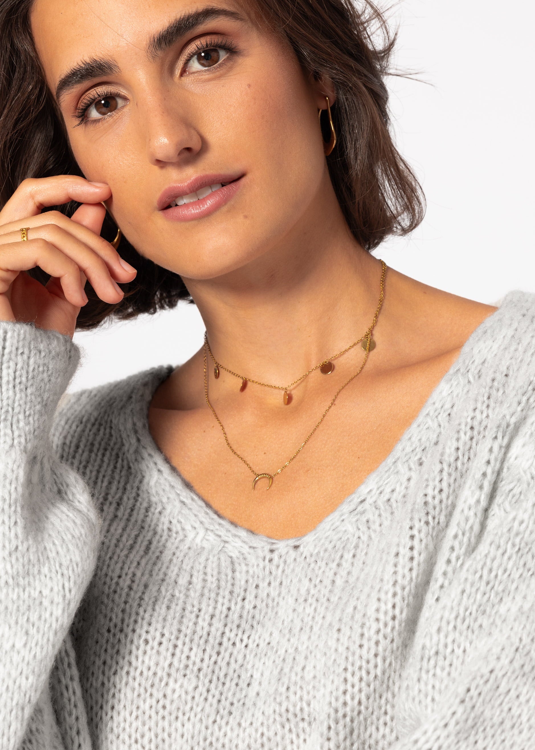 Pullover mit V-Ausschnitt - hellgrau – Bekleidung > Pullover | FormaLuxe