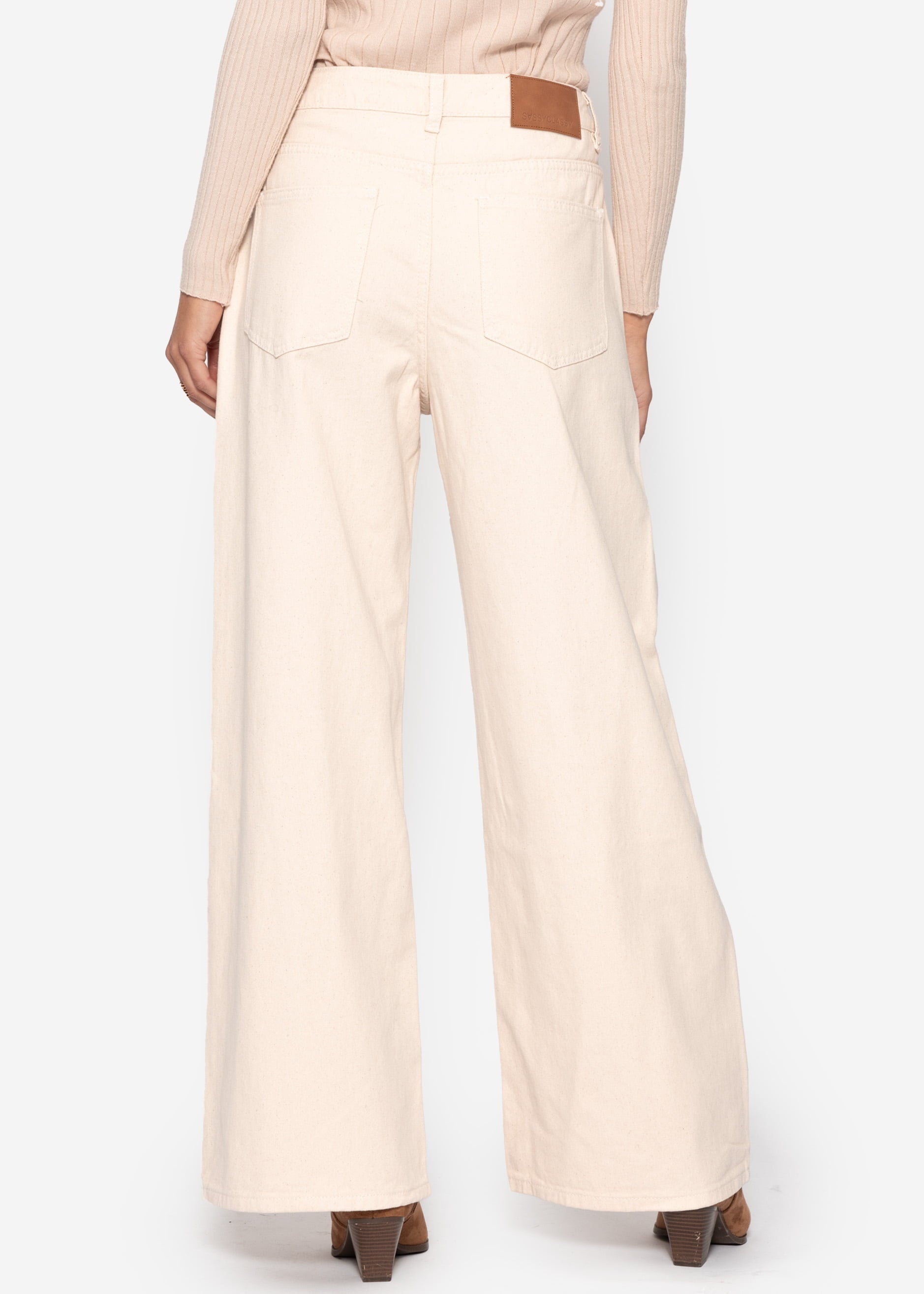 Wide Leg Jeans mit hohem Bund - beige – Bekleidung > Jeans | FormaLuxe