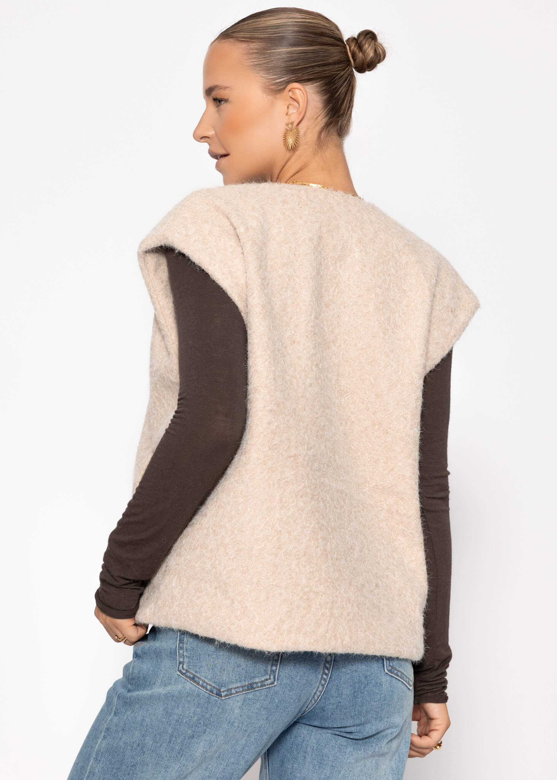 Ärmellose Weste mit Wollstruktur - beige – Bekleidung > Westen | FormaLuxe