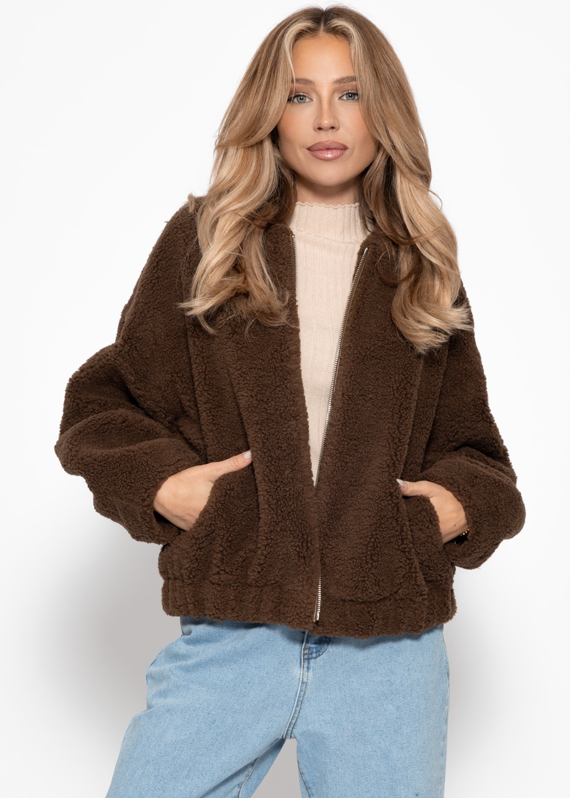 Bomberjacke aus Teddyfell - braun – Bekleidung > Jacken | FormaLuxe