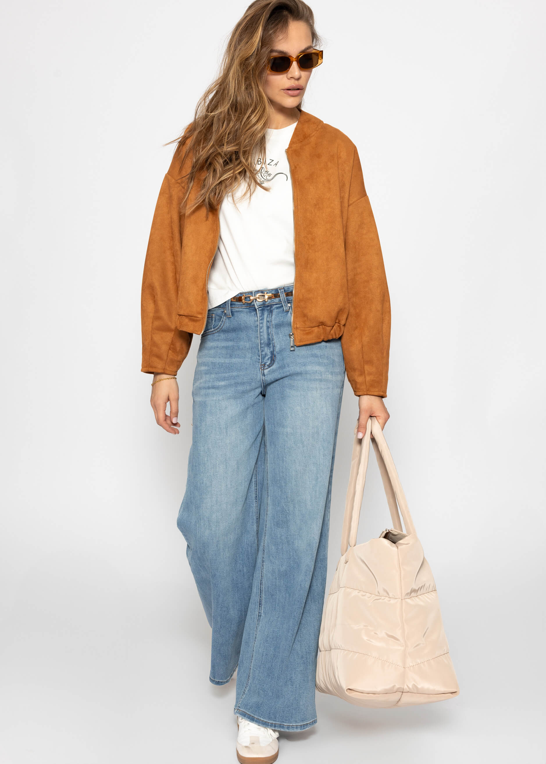 Oversize Bomberjacke in Wildlederoptik - braun – Bekleidung > Jacken | FormaLuxe