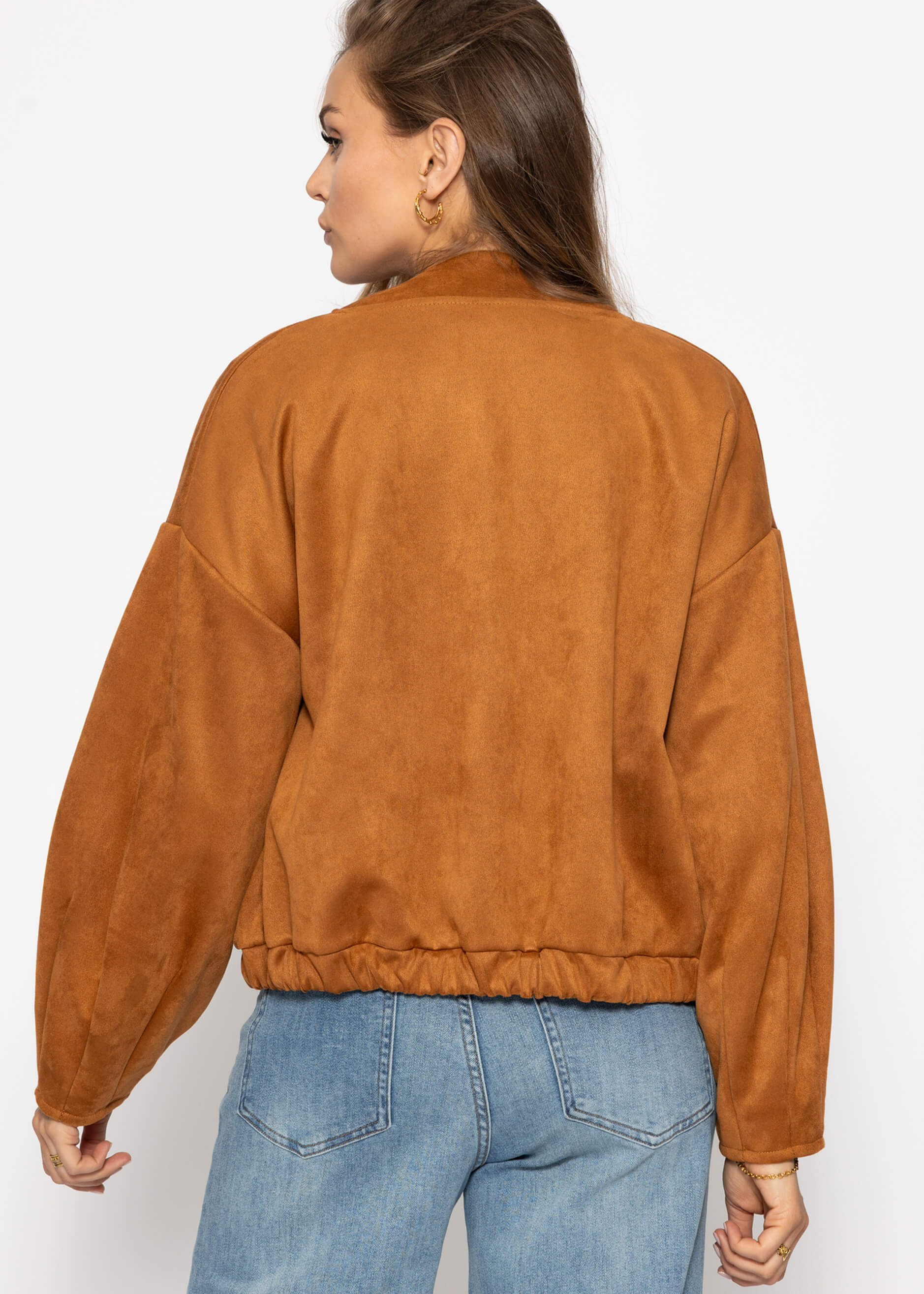 Oversize Bomberjacke in Wildlederoptik - braun – Bekleidung > Jacken | FormaLuxe