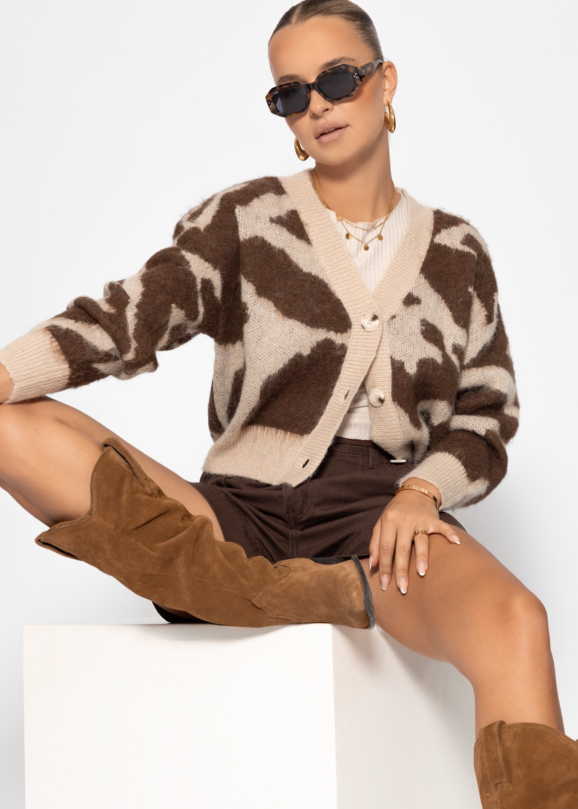 Cardigan mit Animal-Print - braun – Bekleidung > Cardigans | FormaLuxe