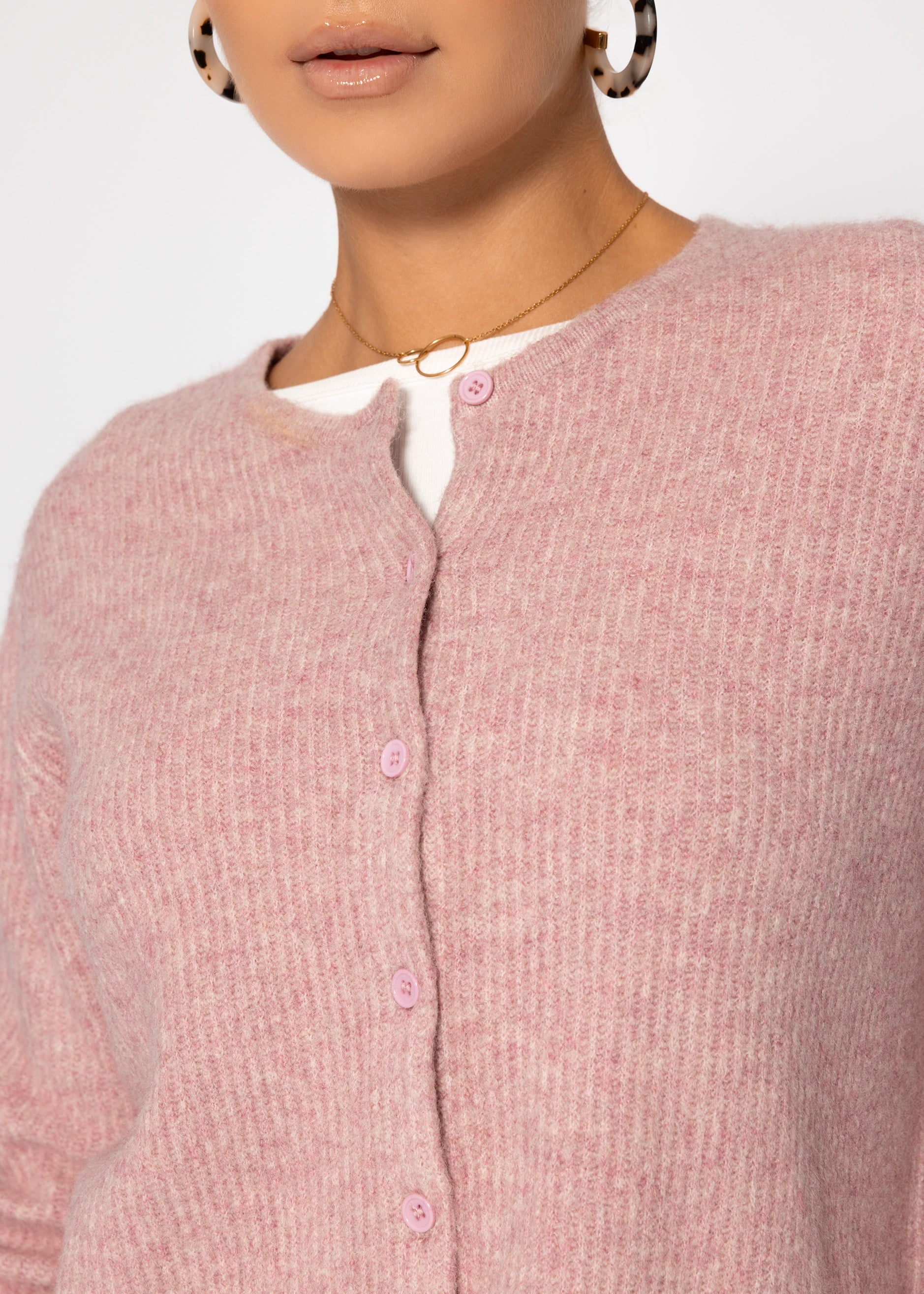 Cardigan mit Rippstruktur - altrosa – Bekleidung > Cardigans | FormaLuxe