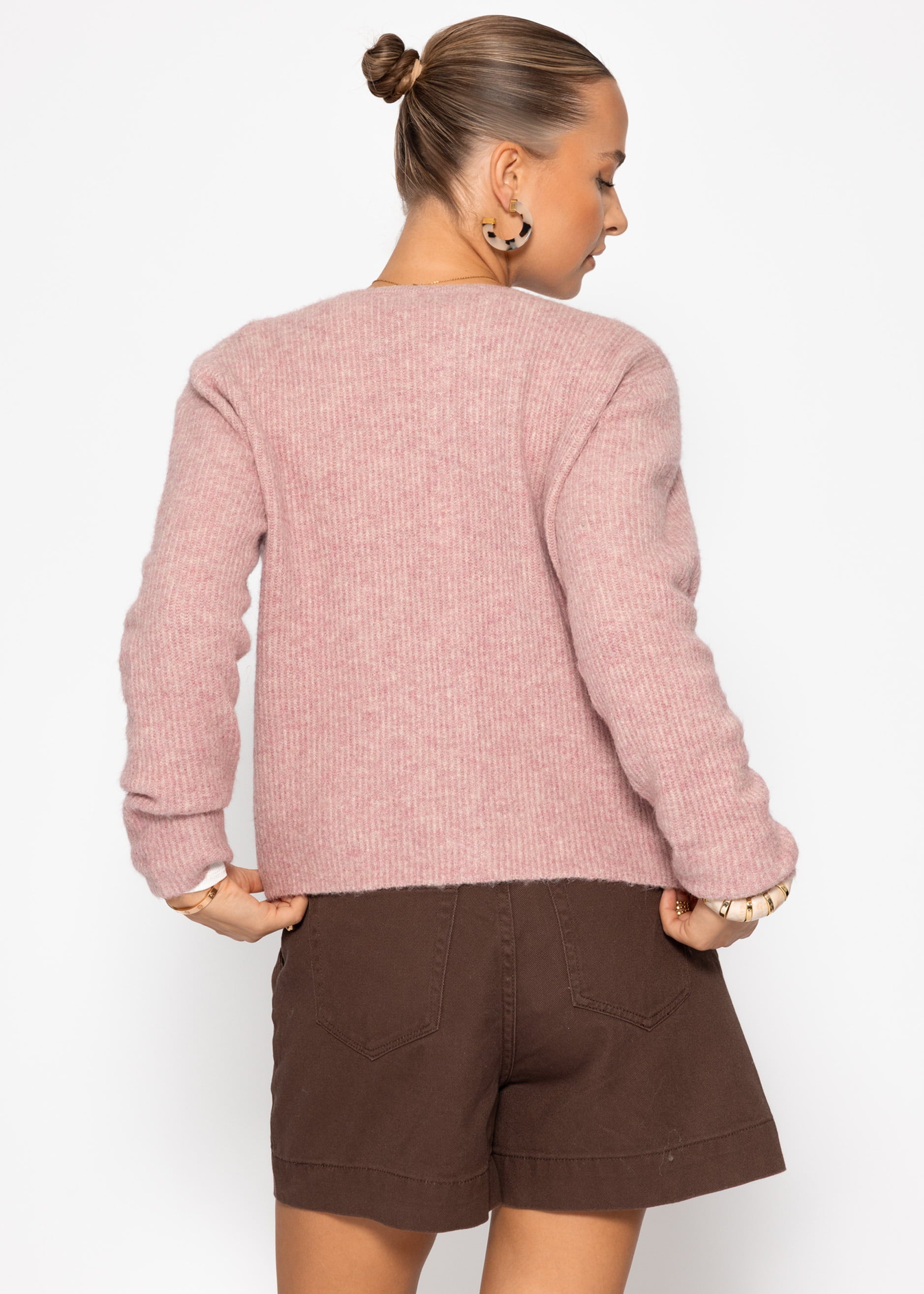 Cardigan mit Rippstruktur - altrosa – Bekleidung > Cardigans | FormaLuxe
