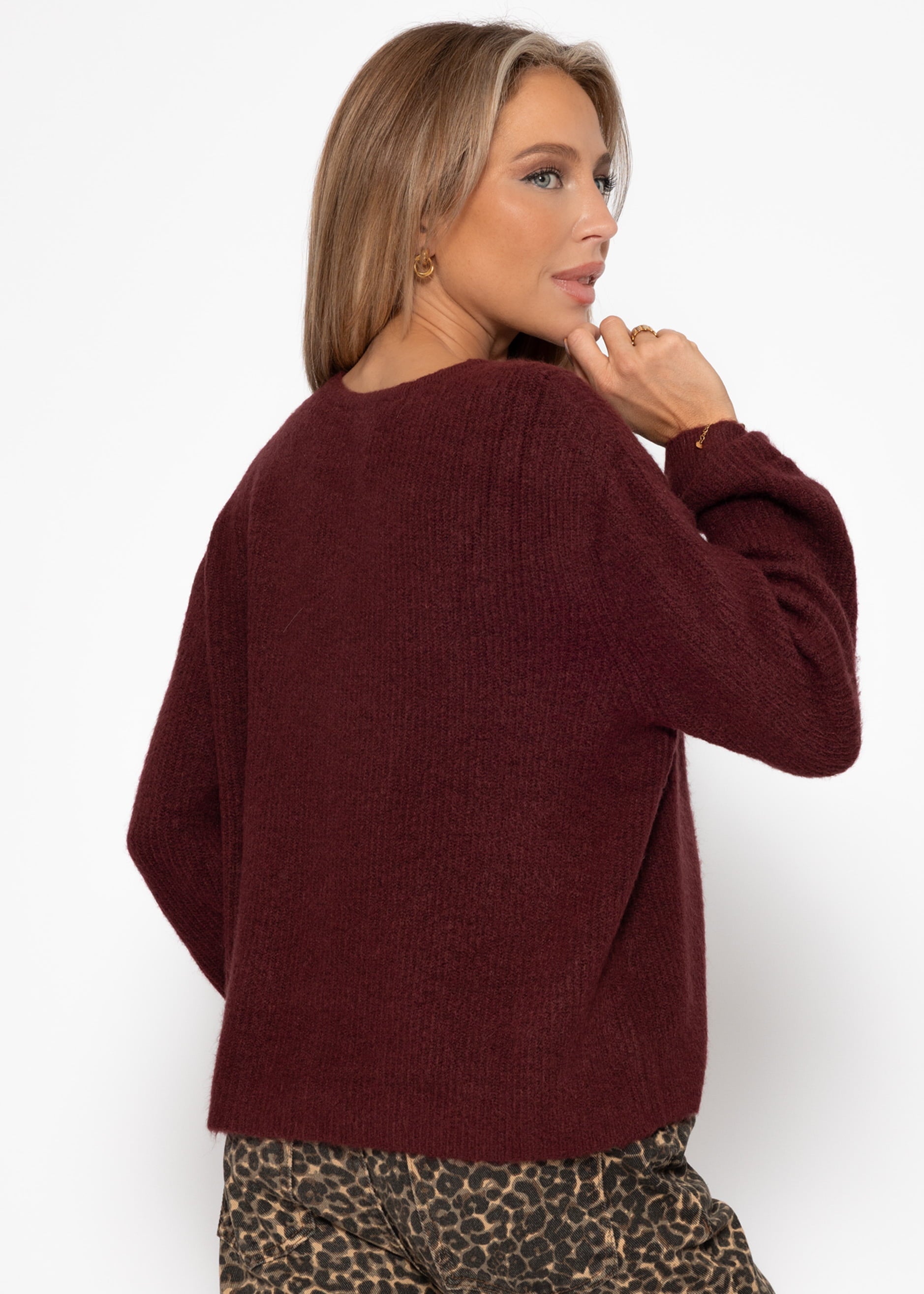 Cardigan mit Rippstruktur - burgundy – Bekleidung > Cardigans | FormaLuxe