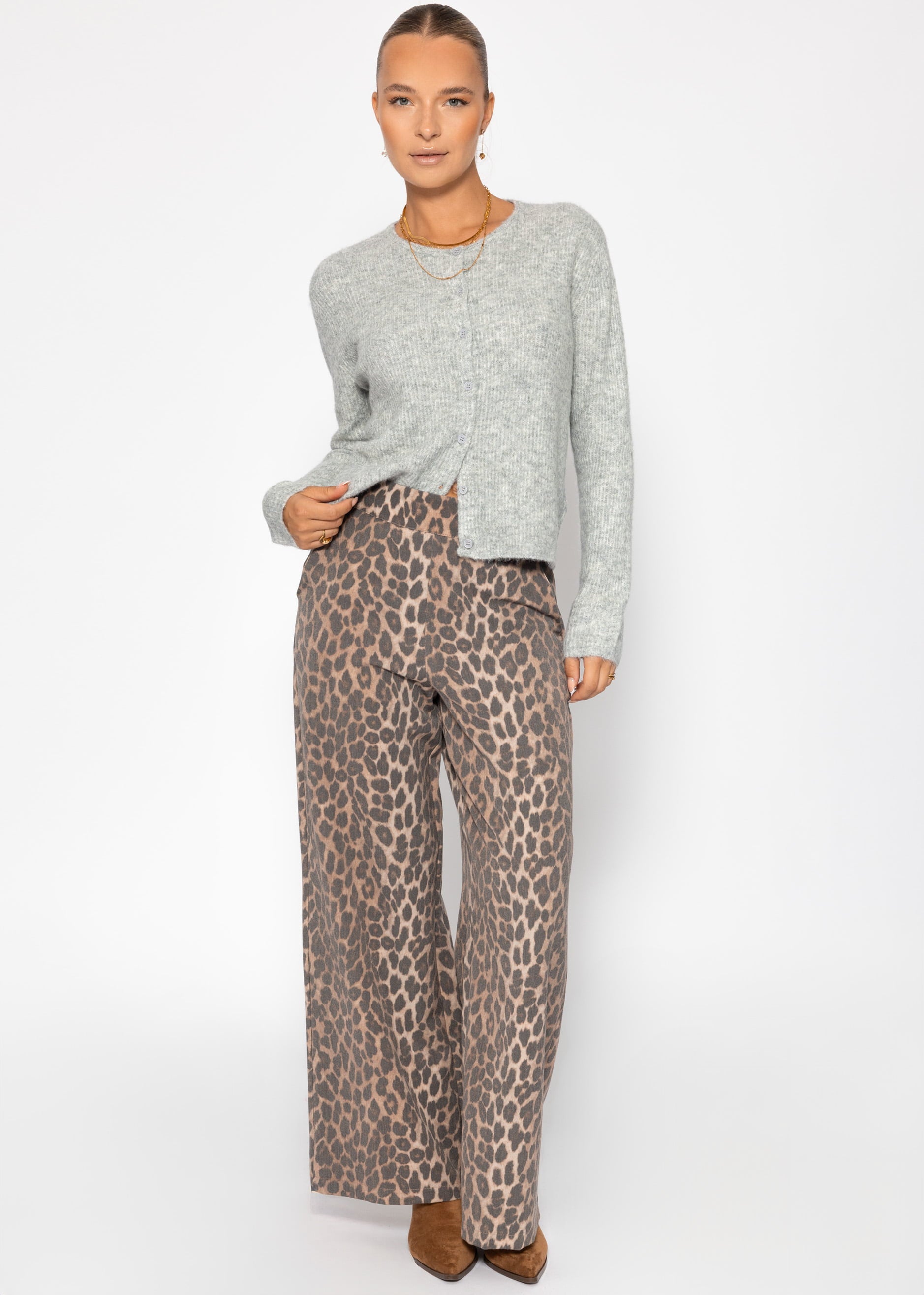 Cardigan mit Rippstruktur - hellgrau – Bekleidung > Cardigans | FormaLuxe