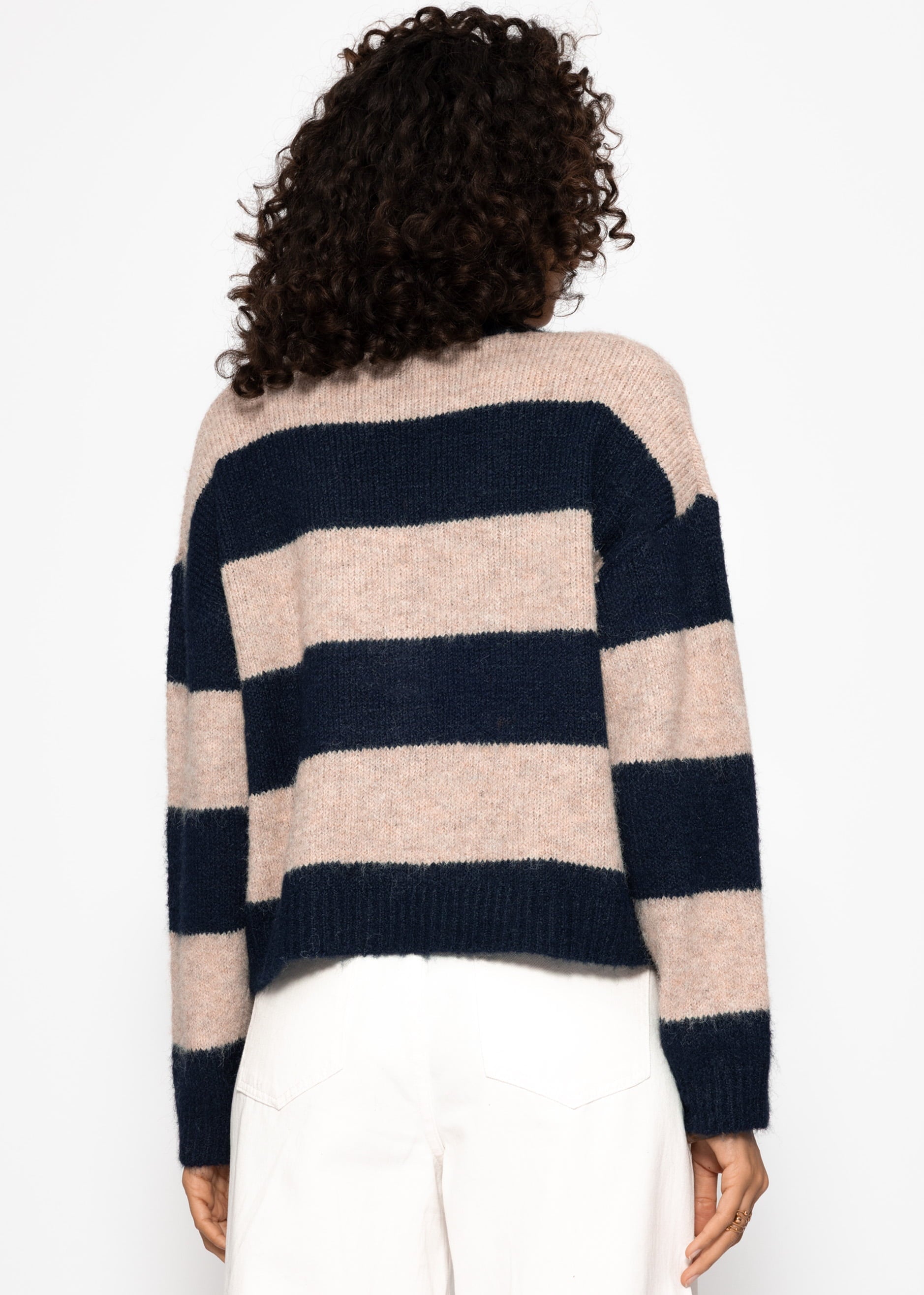Cardigan mit Blockstreifen und V-Ausschnitt - dunkelblau – Bekleidung > Cardigans | FormaLuxe
