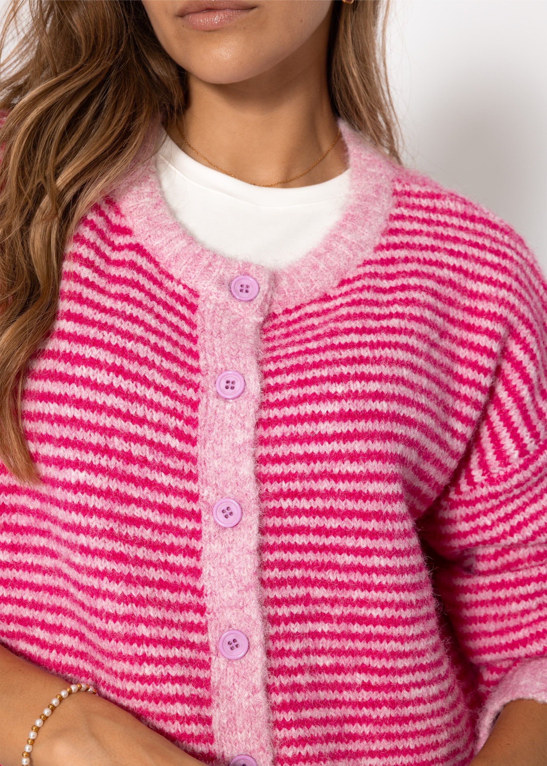 Gestreifter Cardigan - pink – Bekleidung > Cardigans | FormaLuxe