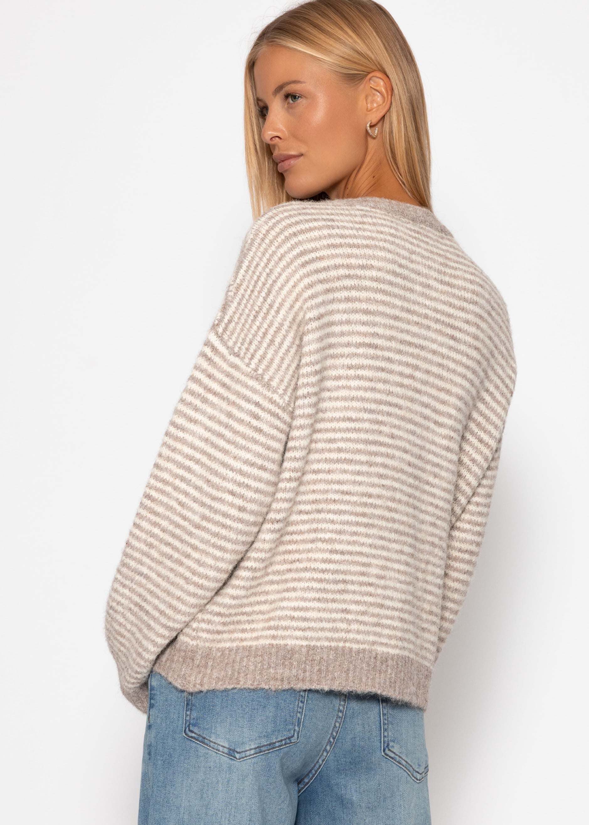Gestreifter Cardigan - taupe – Bekleidung > Cardigans | FormaLuxe