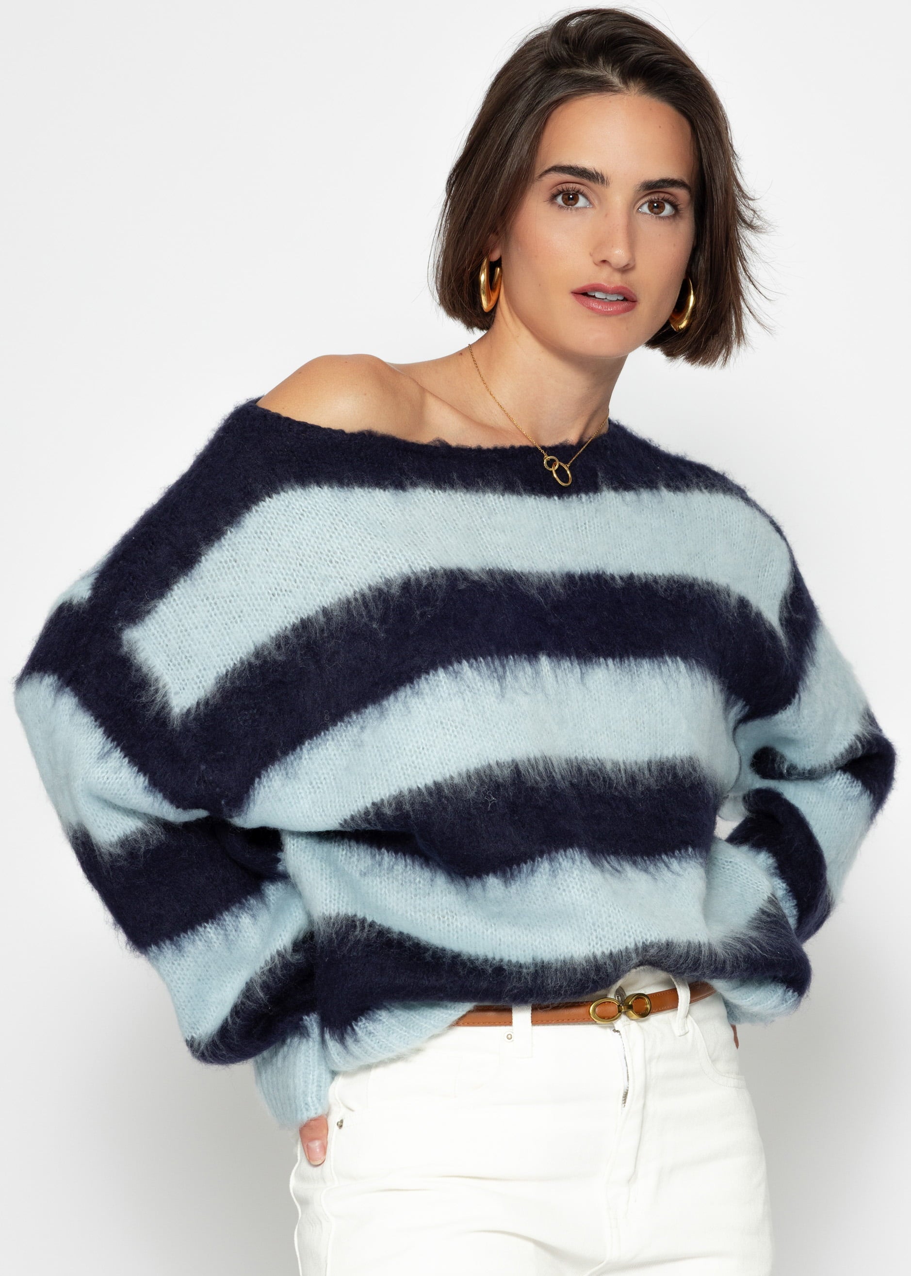 Gestreifter Pullover – blau – hellblau – Clothing> sweater | FormaLuxe