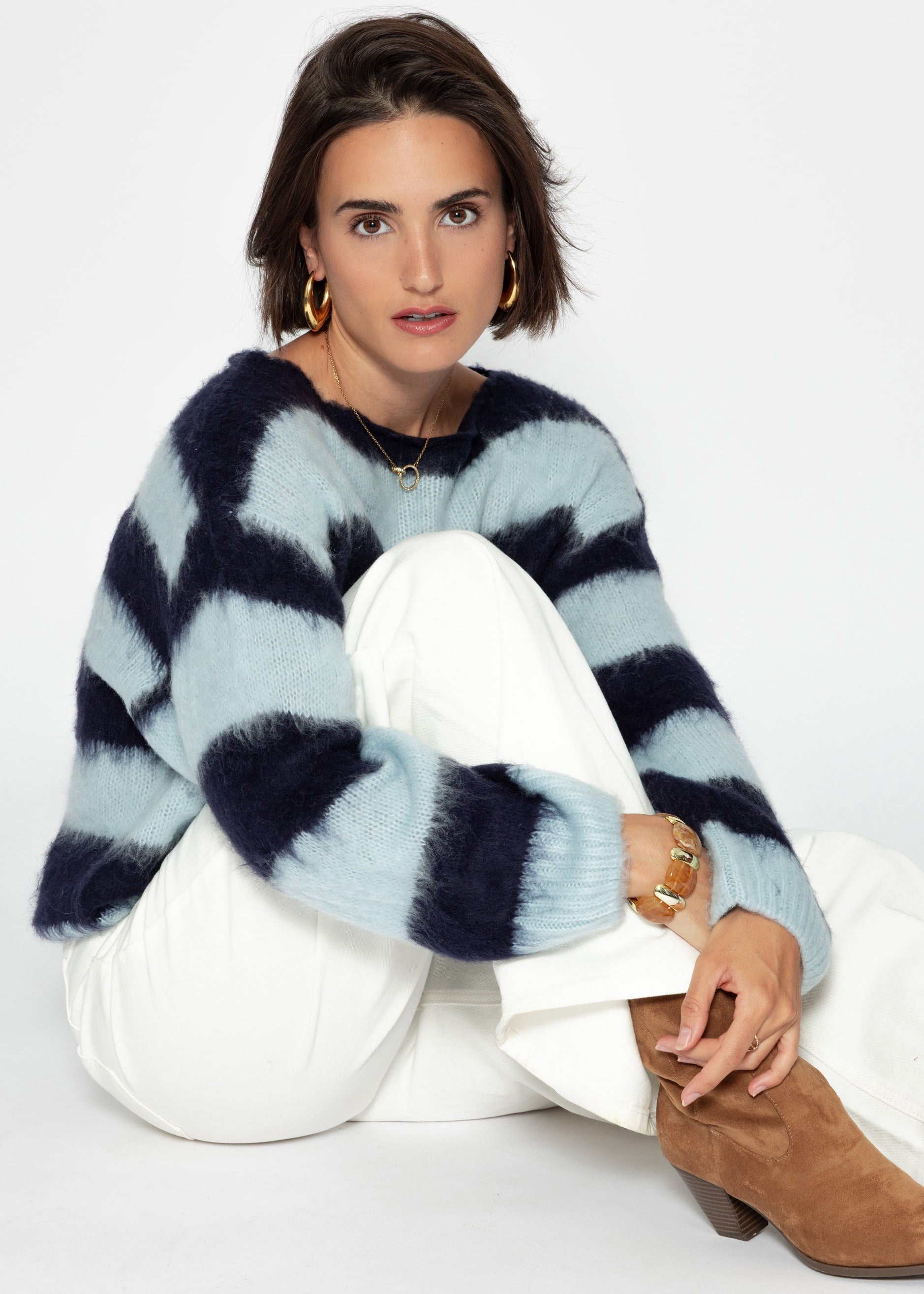 Gestreifter Pullover – blau – hellblau – Clothing> sweater | FormaLuxe