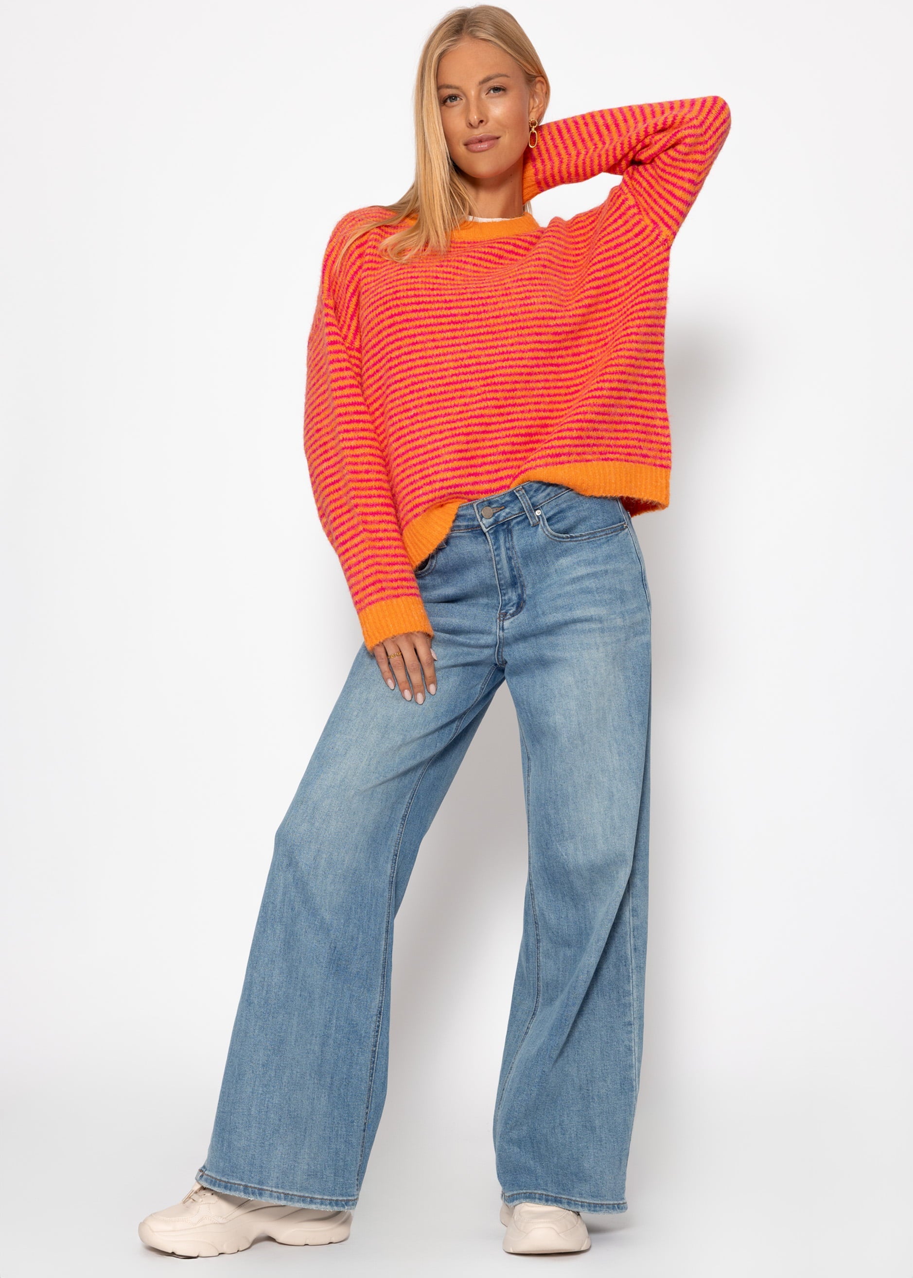 Gestreifter Pullover - orange – Bekleidung > Pullover | FormaLuxe