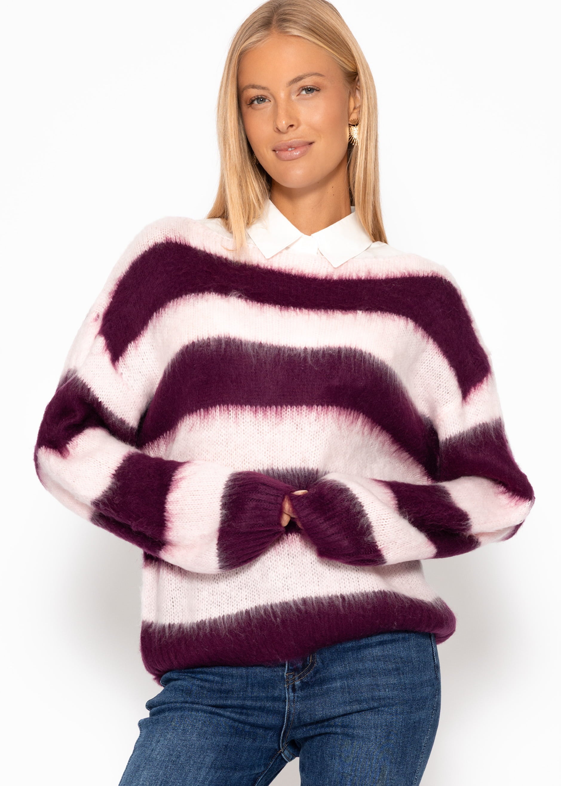 Gestreifter Pullover - plum-rosa – Bekleidung > Pullover | FormaLuxe