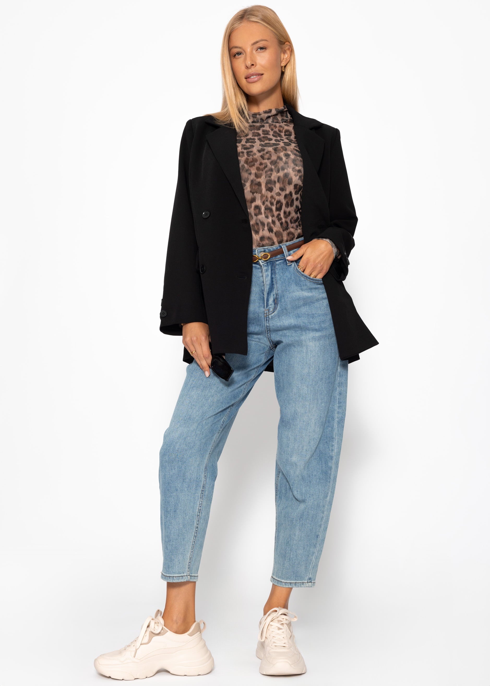 High Waist Karotten-Jeans - blau – Bekleidung > Jeans | FormaLuxe