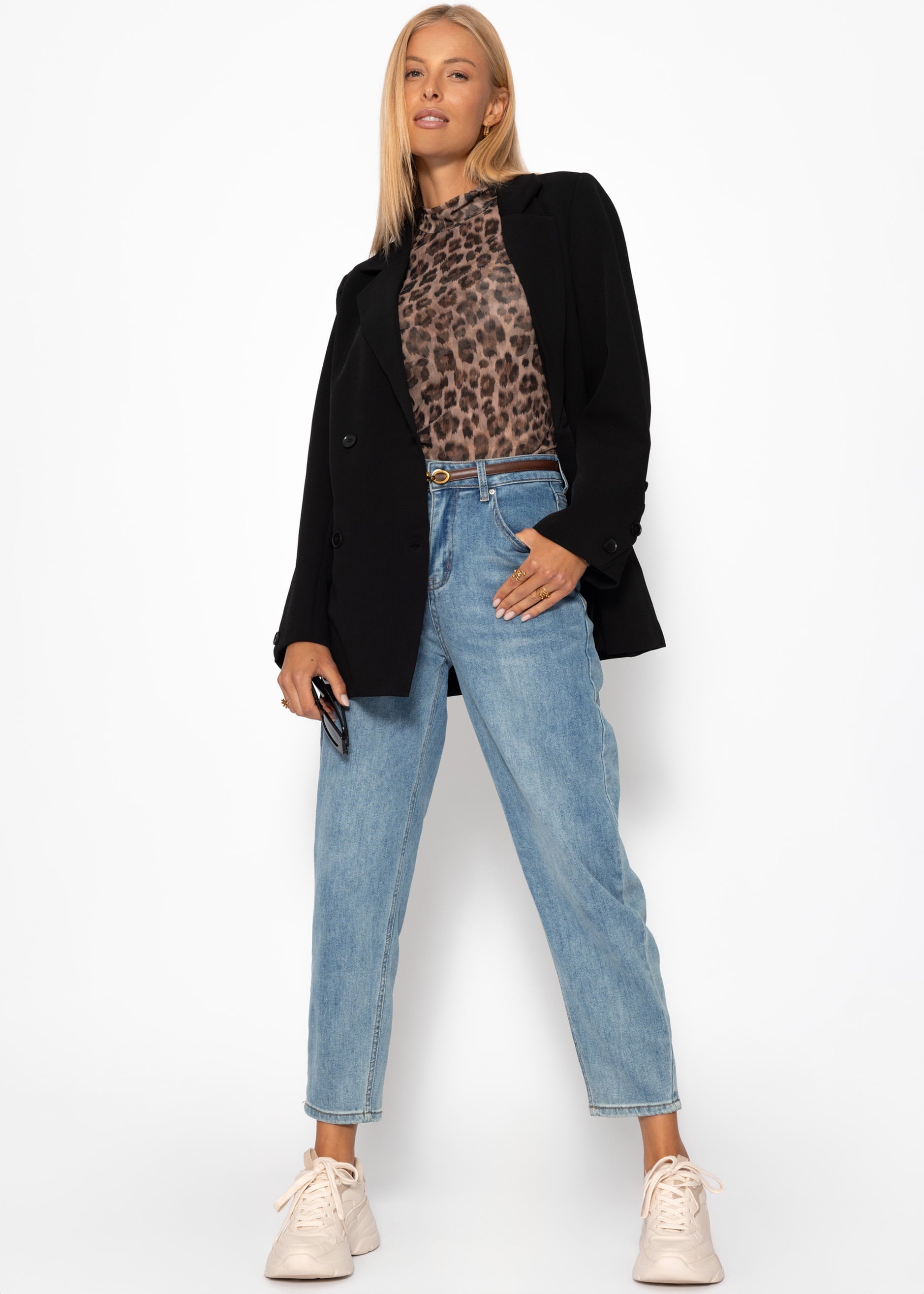 High Waist Karotten-Jeans - blau – Bekleidung > Jeans | FormaLuxe