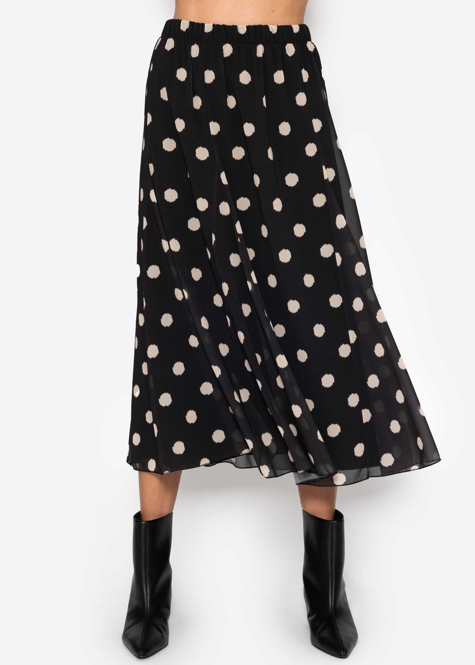 Langer Chiffon Rock mit Polka Dot-Print - schwarz – Bekleidung > Röcke | FormaLuxe