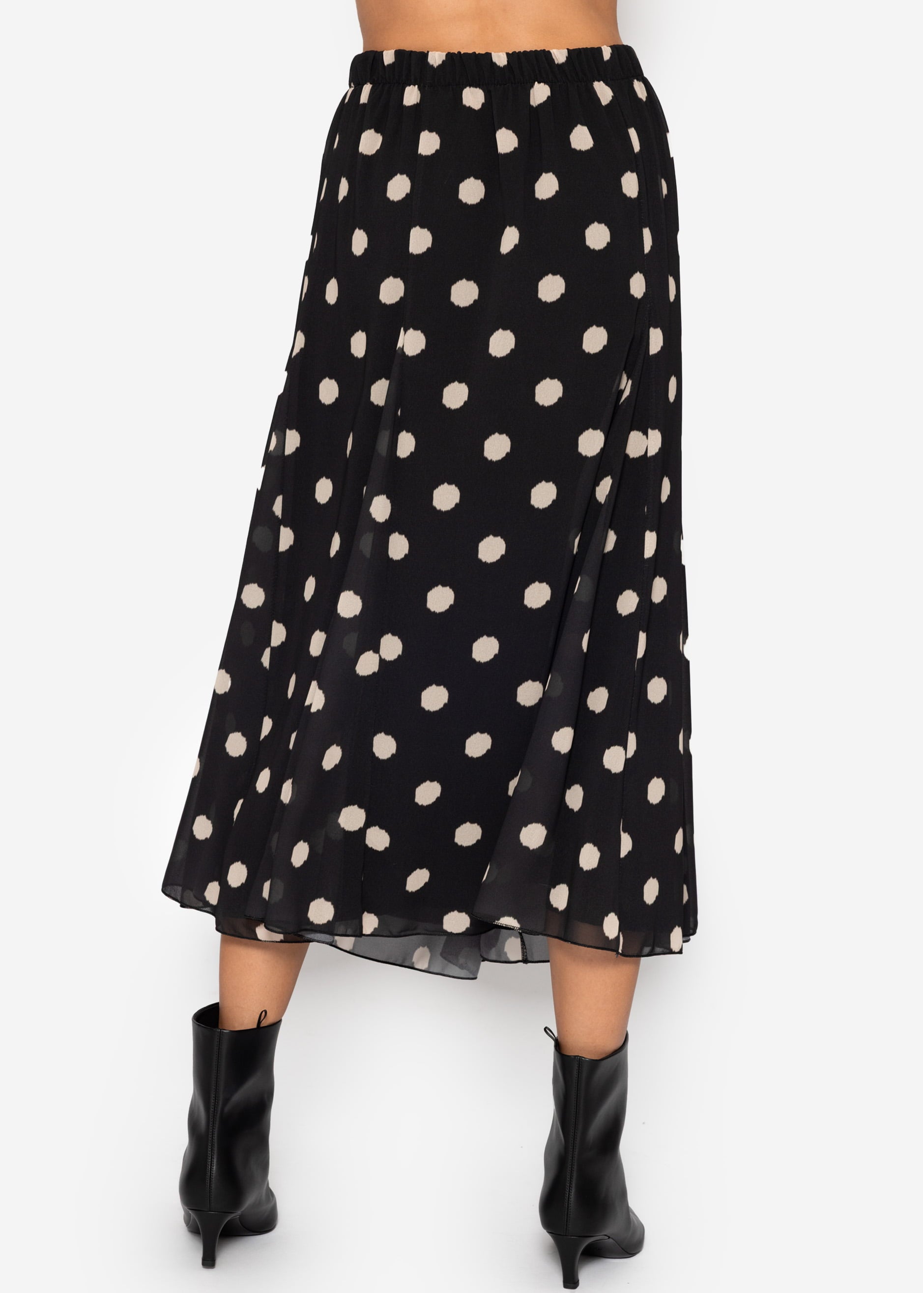 Langer Chiffon Rock mit Polka Dot-Print - schwarz – Bekleidung > Röcke | FormaLuxe