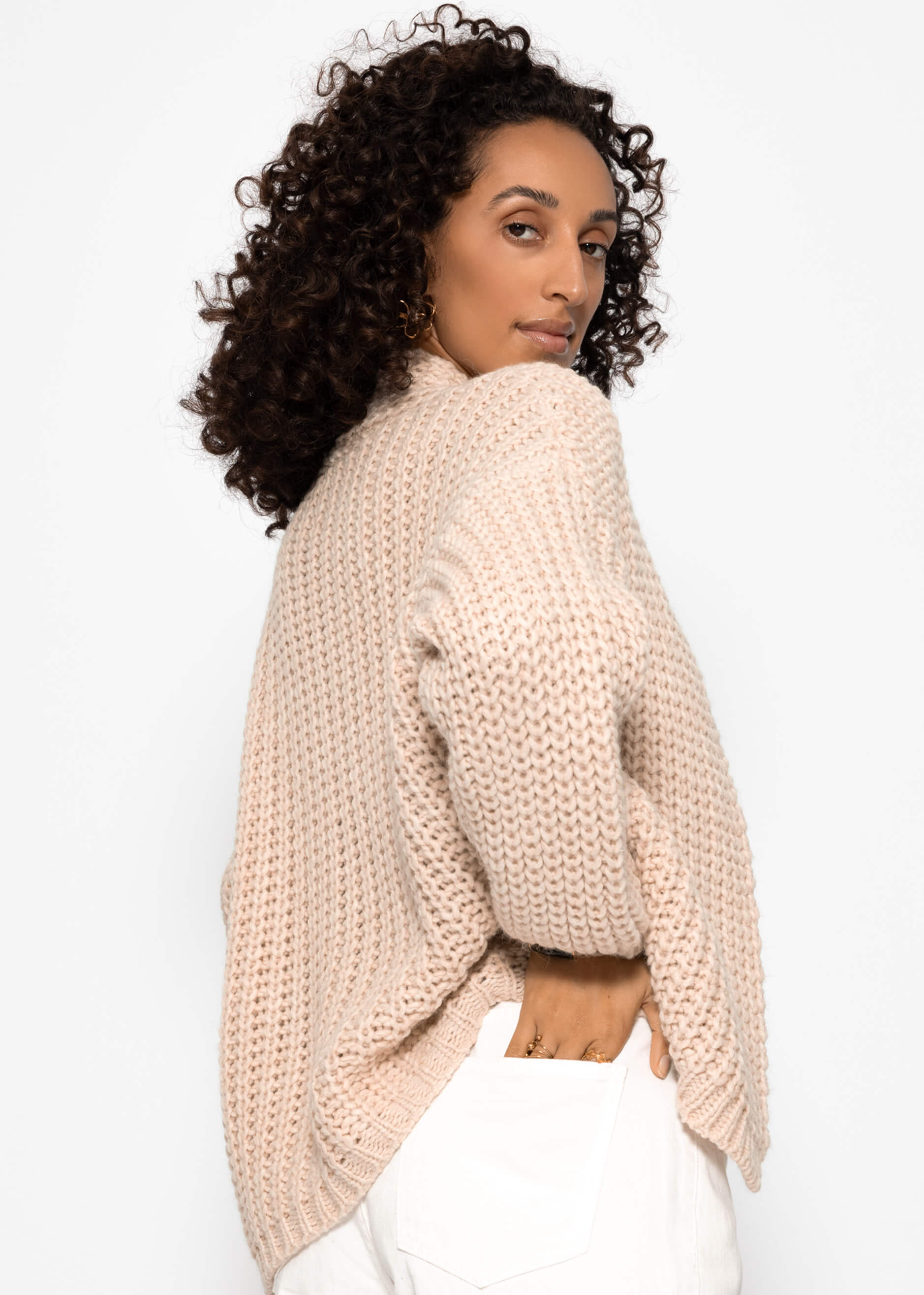 Offener Grobstrick-Cardigan - beige – Bekleidung > Cardigans | FormaLuxe