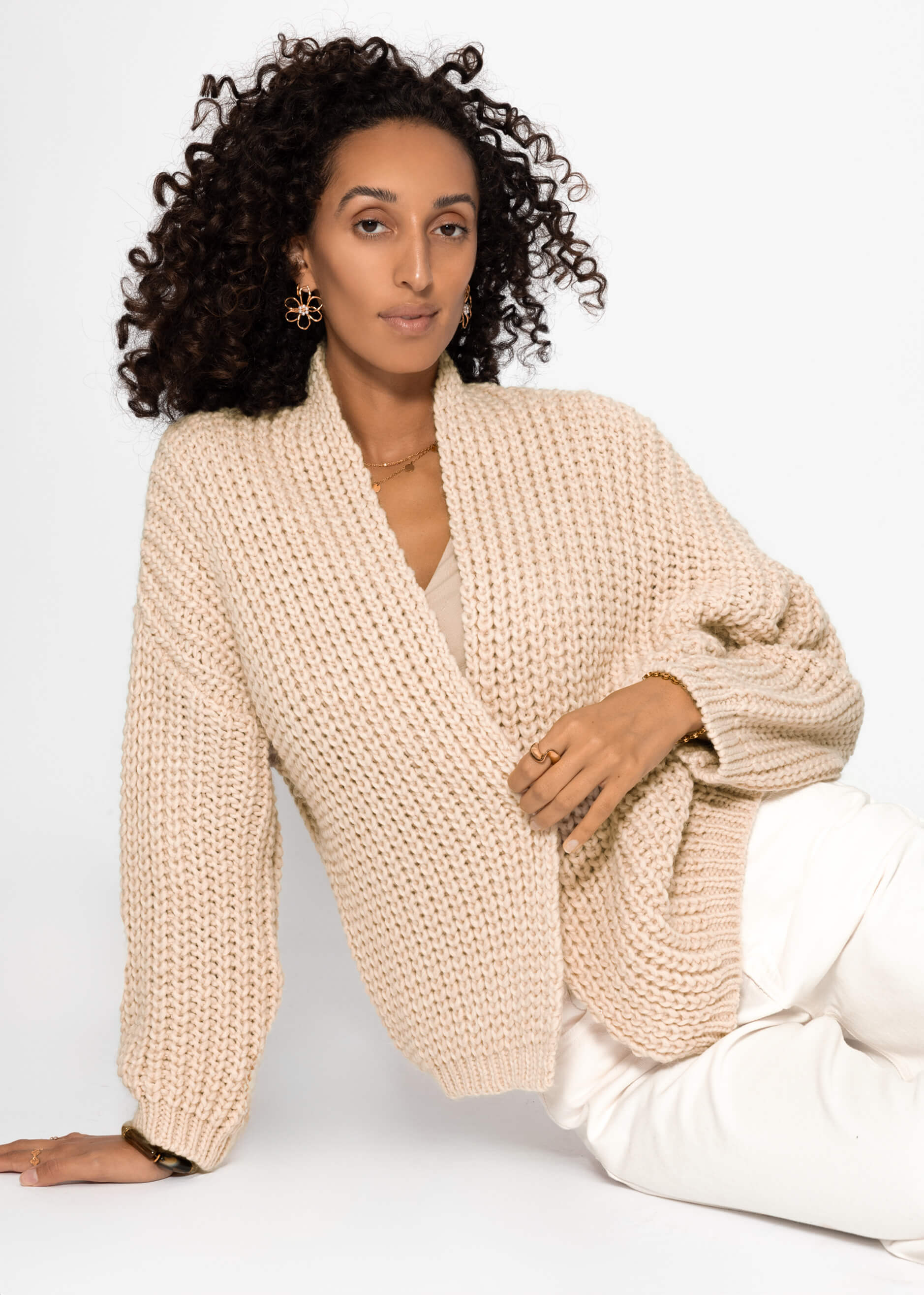 Offener Grobstrick-Cardigan - beige – Bekleidung > Cardigans | FormaLuxe